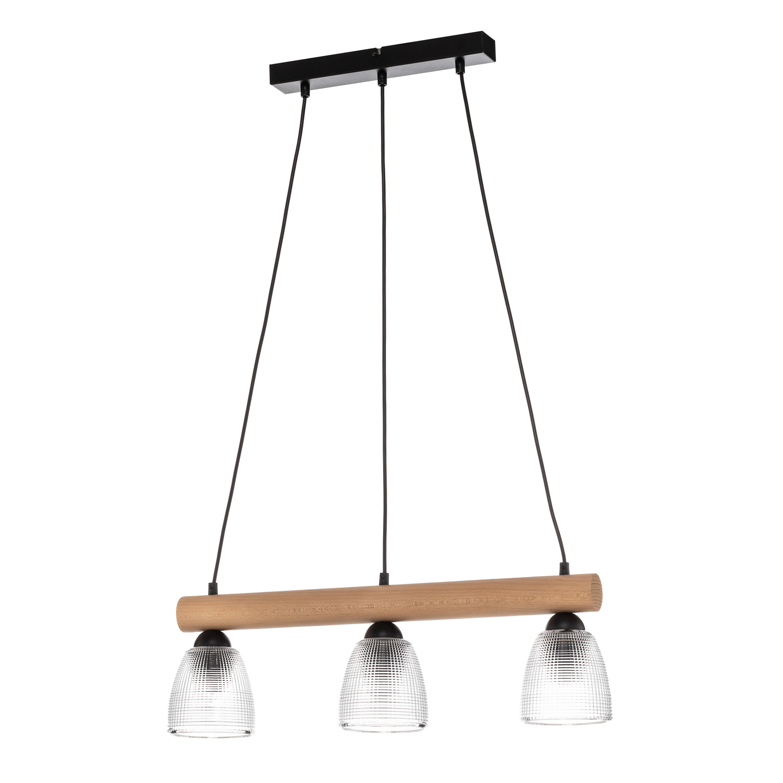 Envostar Tisan pendant light wood/glass 3-bulb