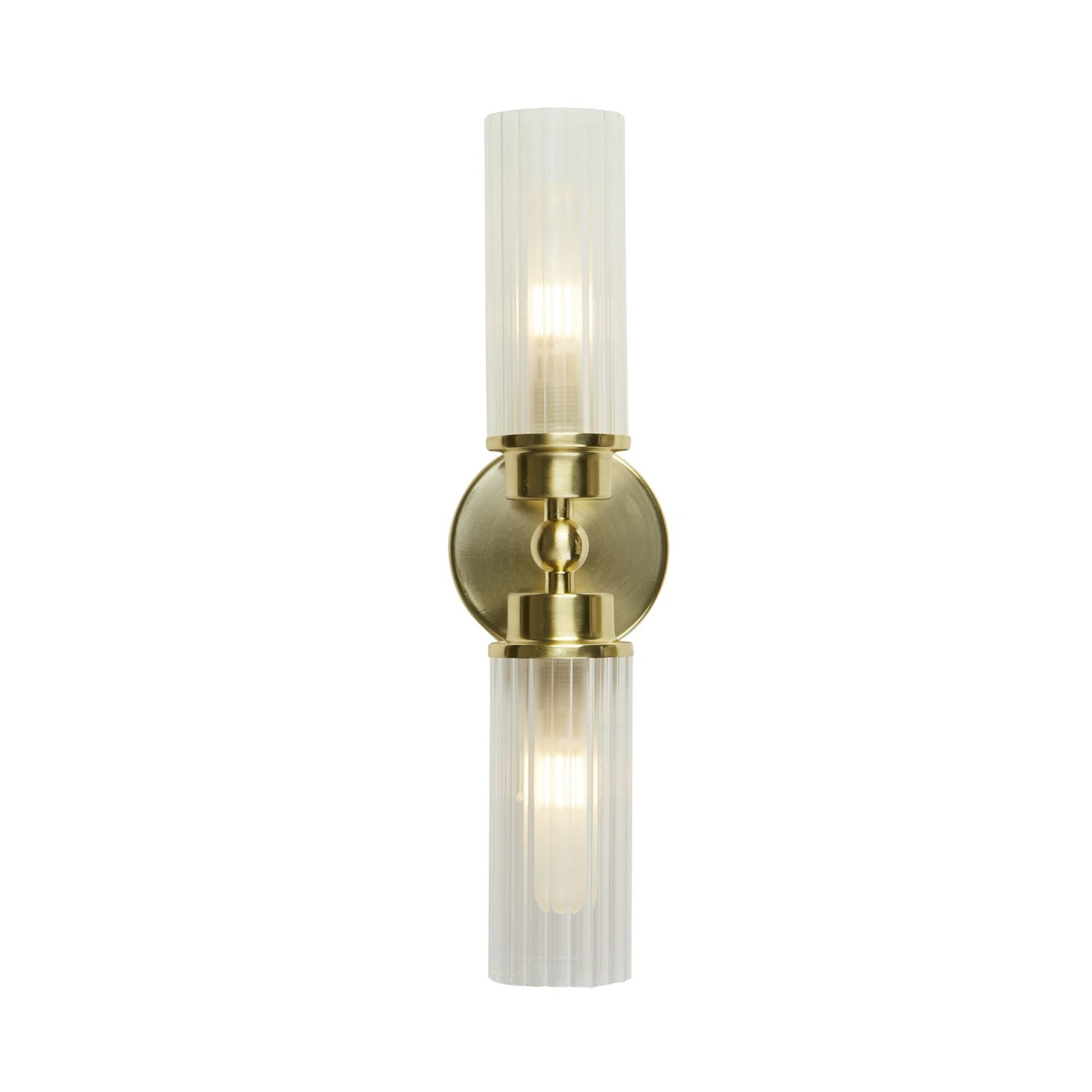 Applique murale Imperial, laiton, à 2 lampes, acier, verre, IP44