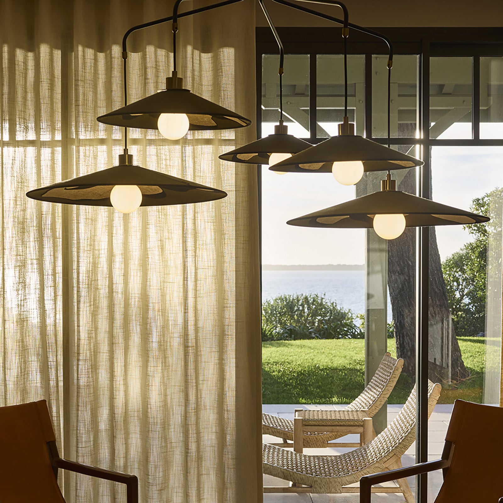 MARKET SET piekaramā lampa Sonia Laudet, haki, 5 spuldzes, E27