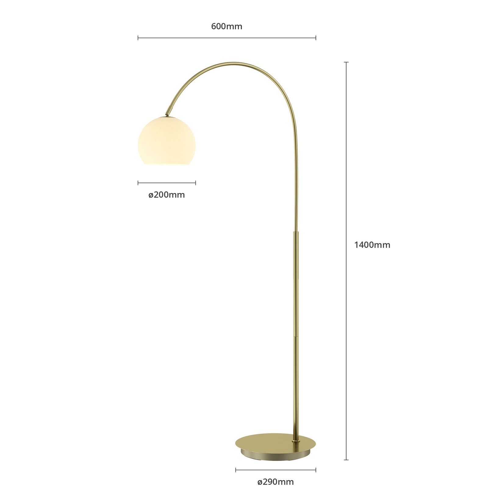 Cynthia Floor Lamp Opal/Brass - Lindby