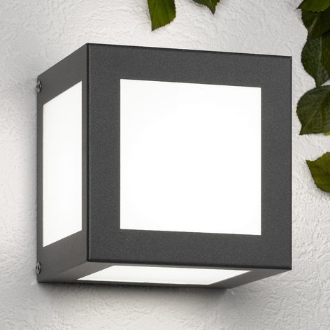 Kubisk utomhusvägglampa Cubo, antracit