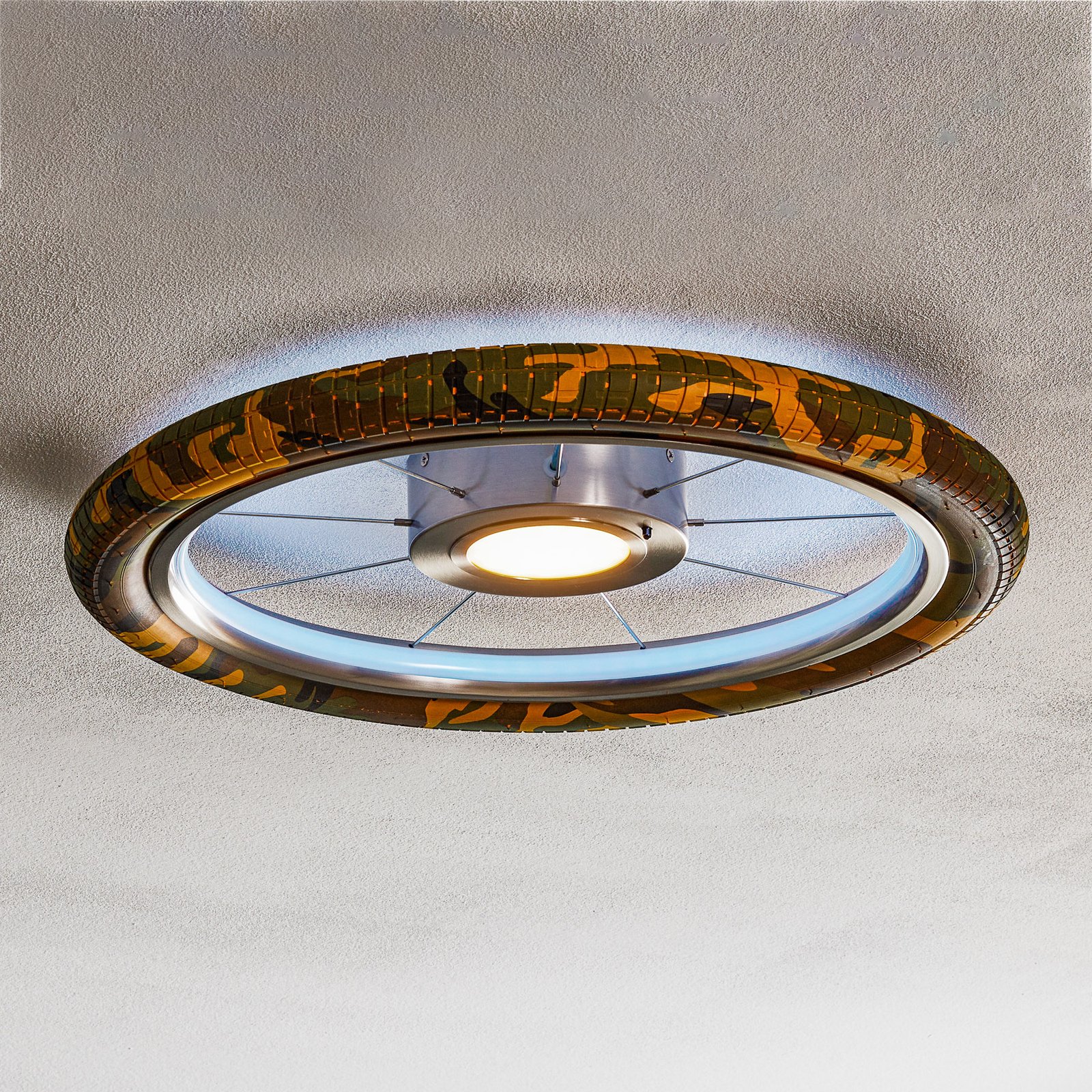 LED stropna svjetiljka Wheel, RGB, kamuflažna