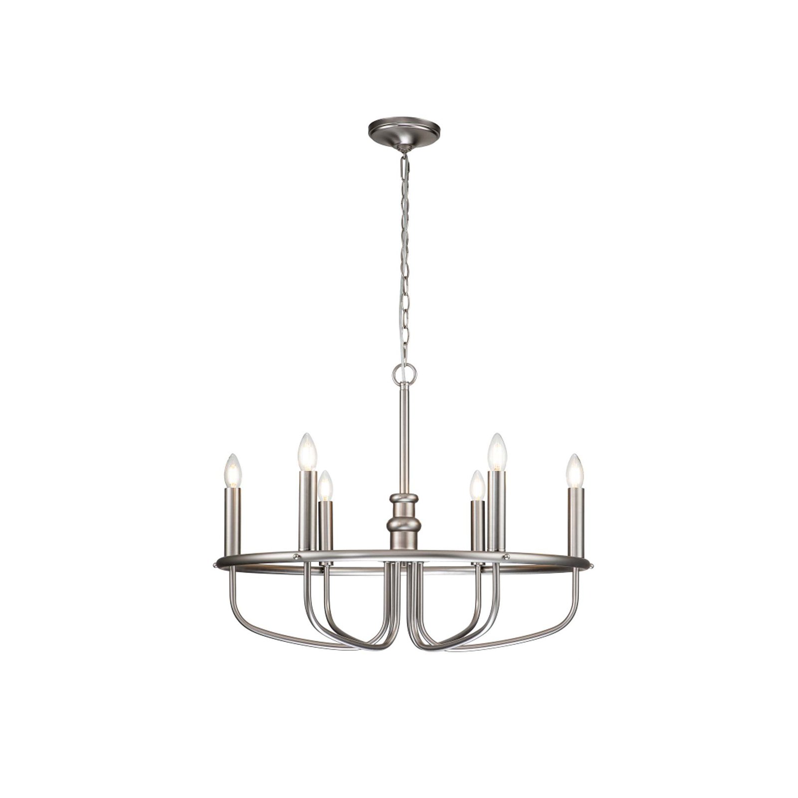 Capitol Hill chandelier, 6-bulb, brushed nickel