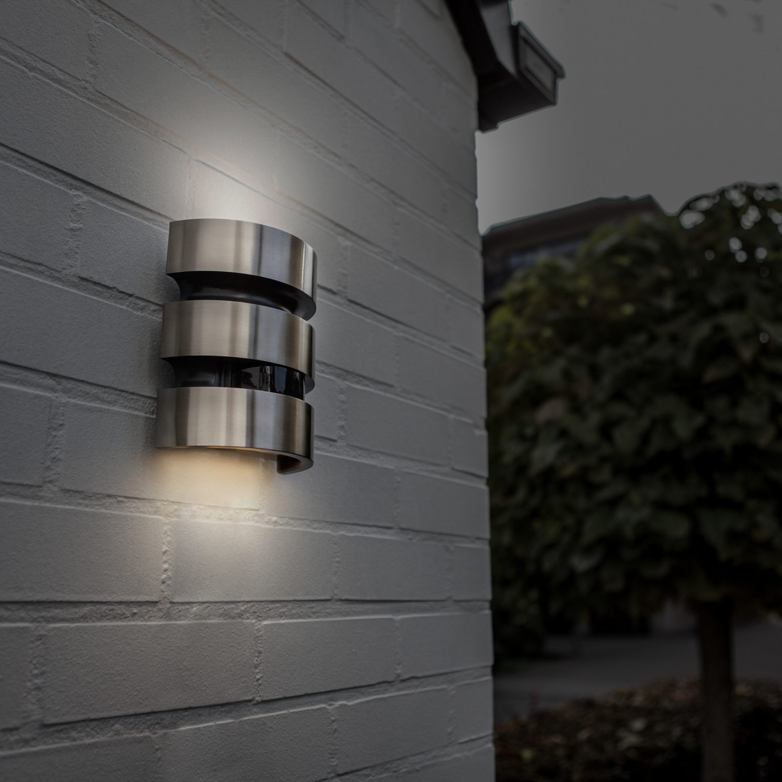 LED-utomhusvägglampa MAYA, stål, höjd 18 cm, IP44 LED-utomhusvägglampa MAYA, stål, höjd 18 cm, IP44