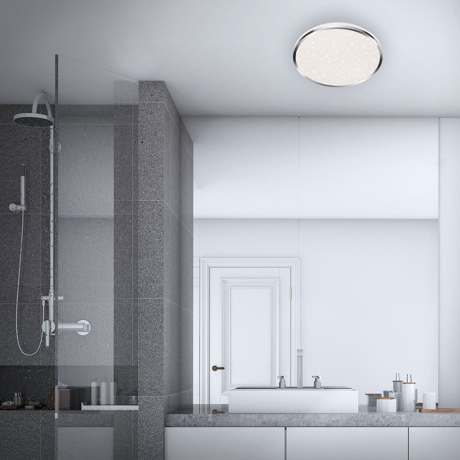 Briloner Plafonieră cu LED Acorus IP44 decor stea Ø 33 cm - Baie - modern - alb crom mat - Plastic
