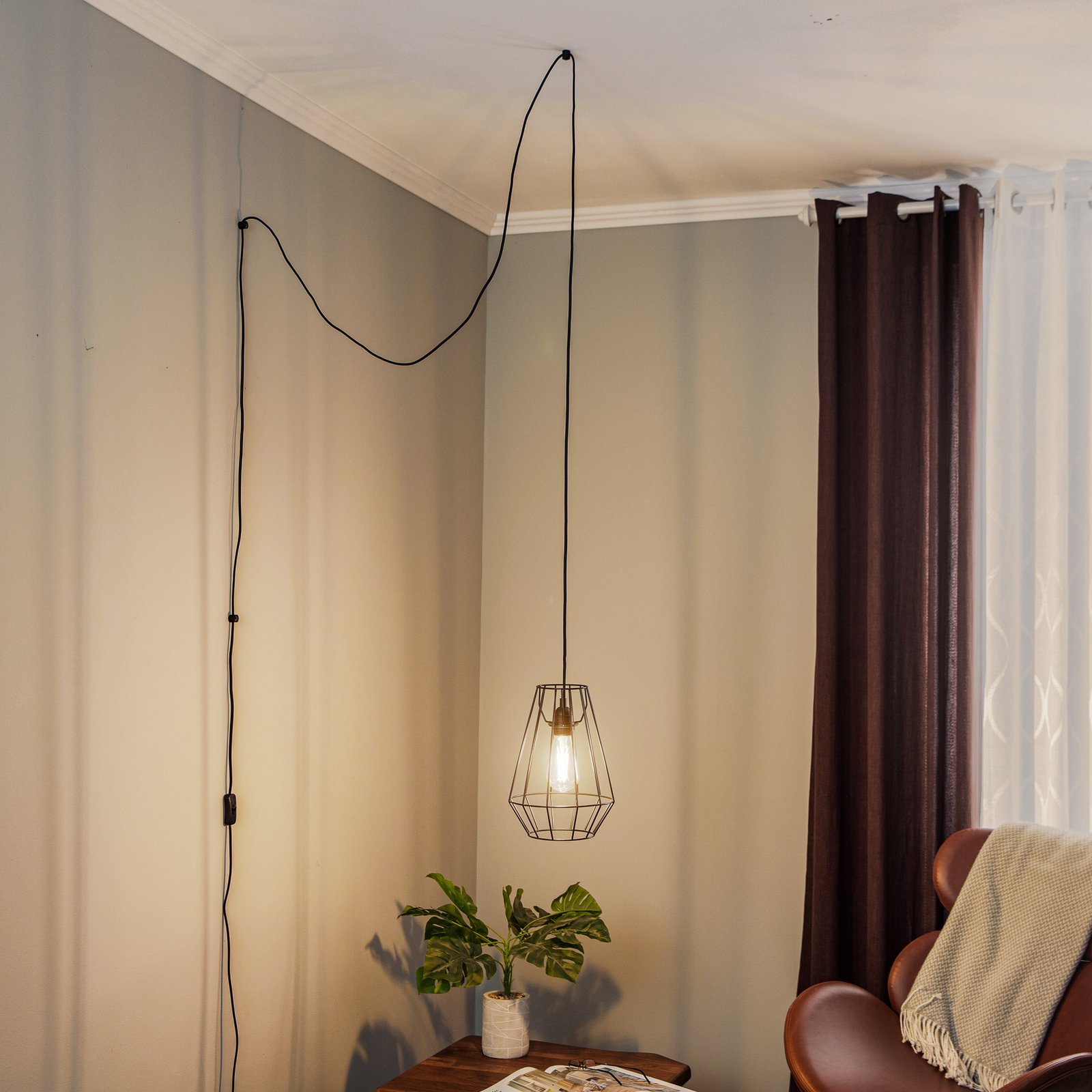 Envostar Finan hanging light with a plug, 1-bulb
