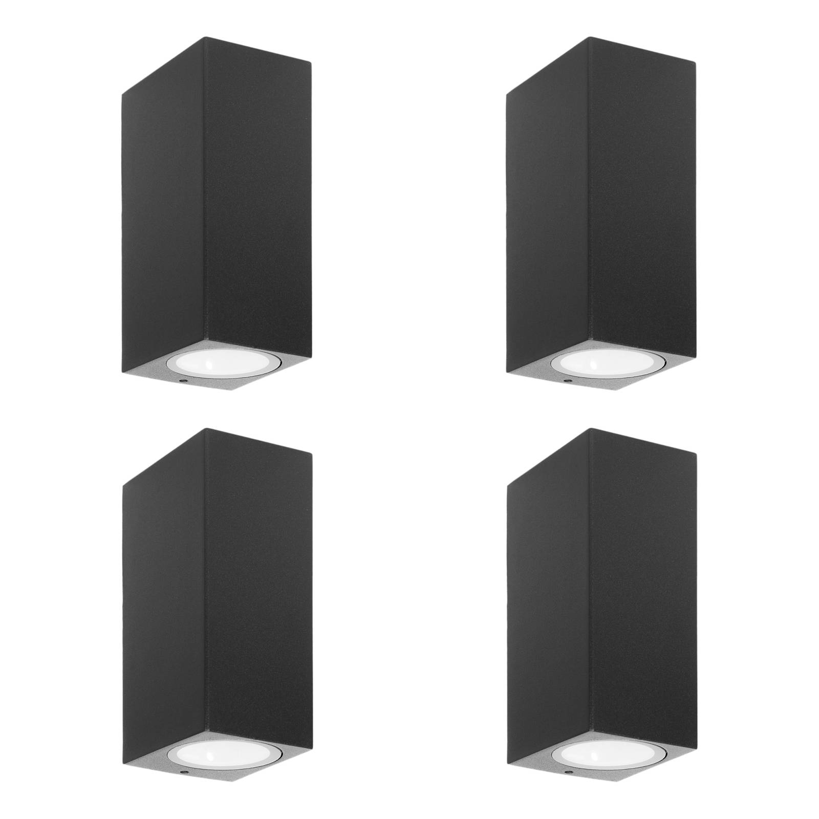 Prios applique d’extérieur Tetje noir angulaire 16 cm set de 4 pièces