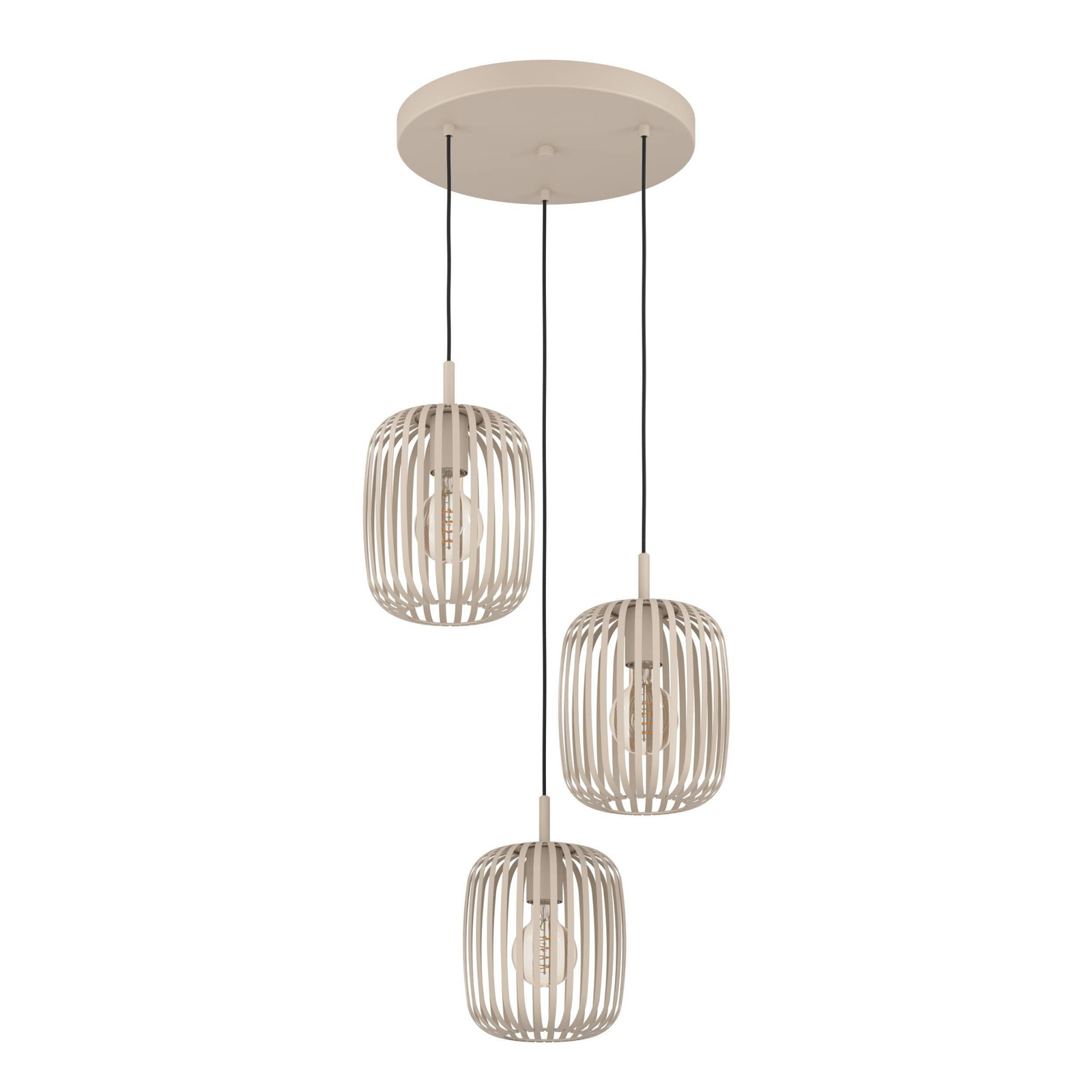 Suspension Romazzina, Ø 46 cm, couleur sable, 3 lampes, acier