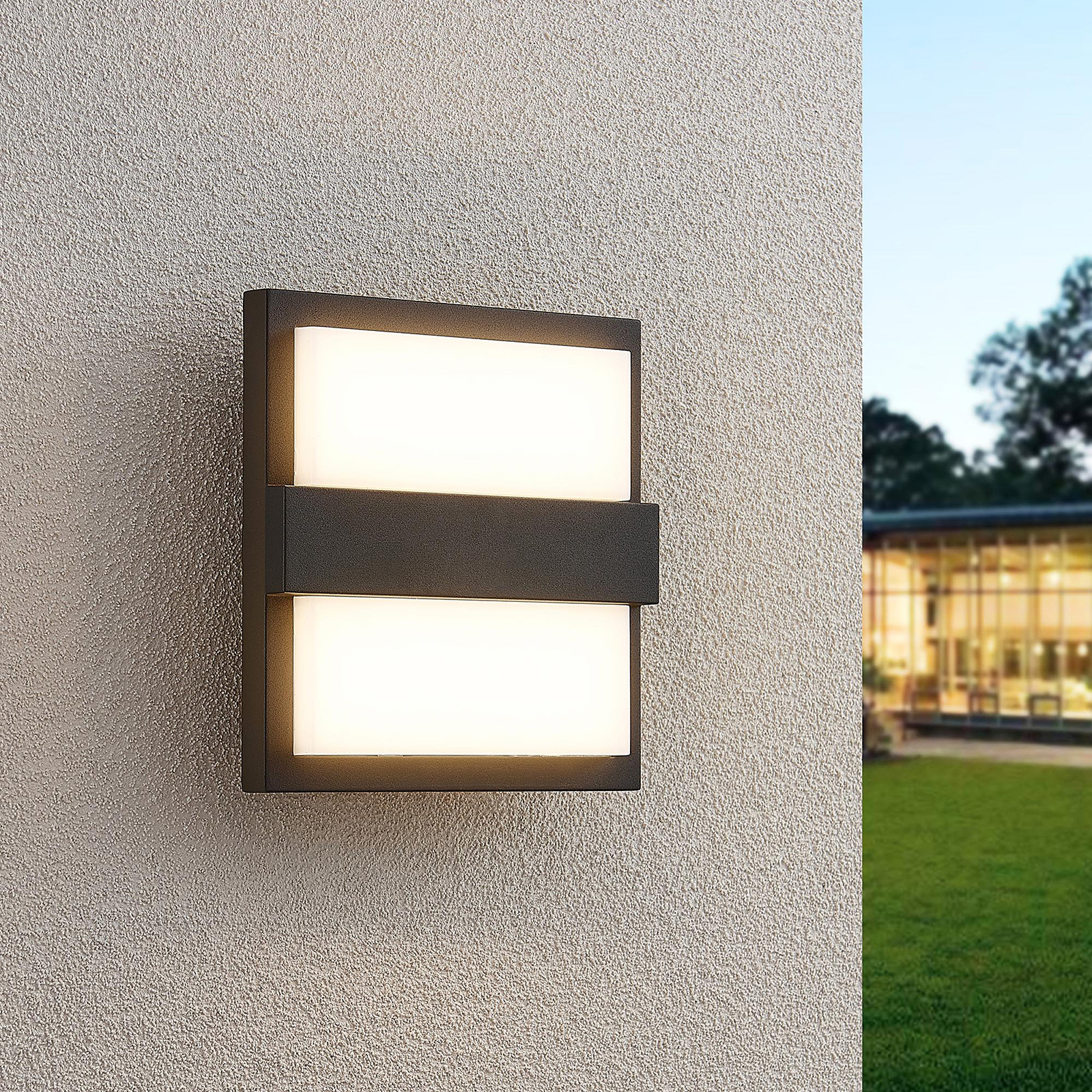 Lucande Gylfi LED външна стенна лампа, квадратна