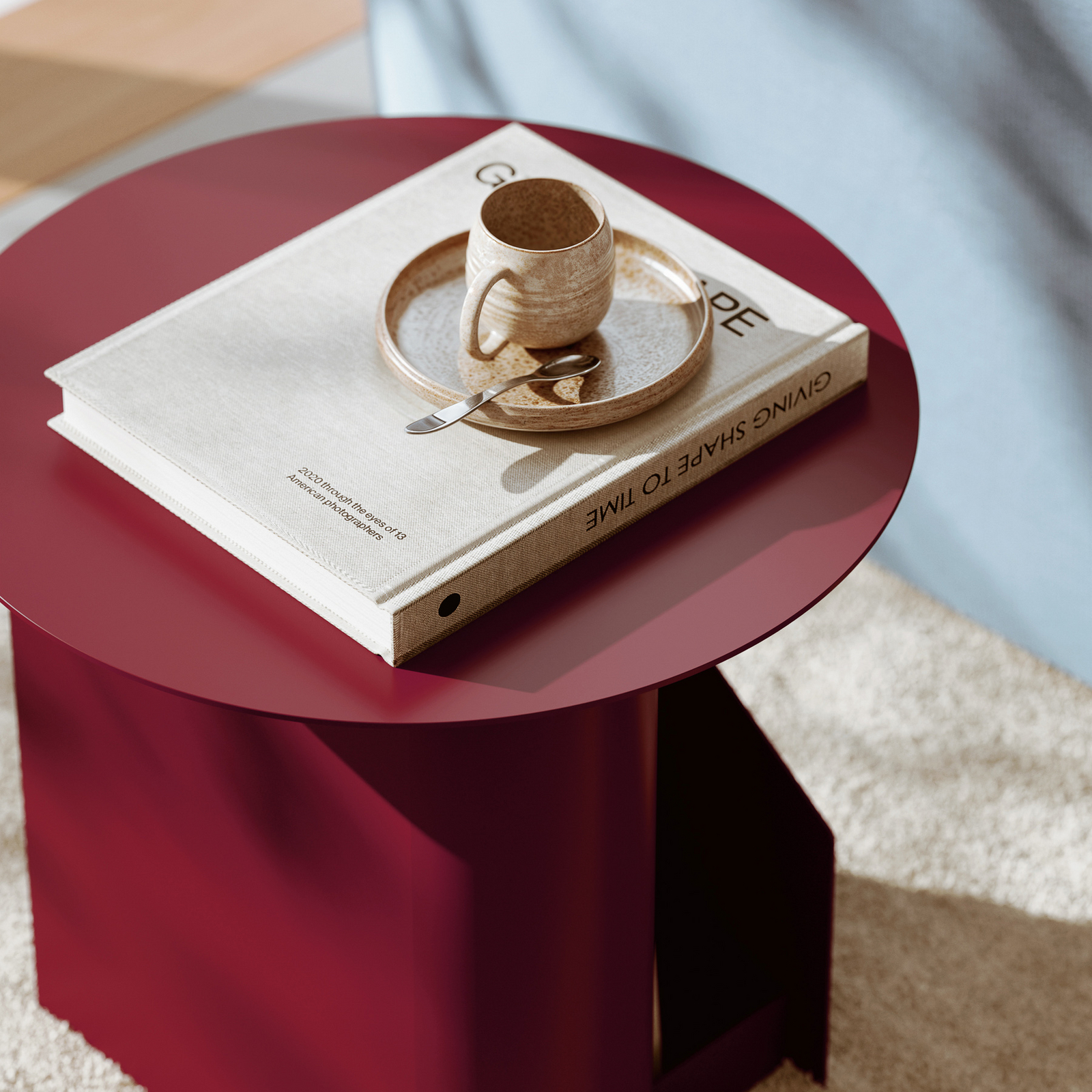 Table basse Sentrum, rouge foncé, métal, Ø 40 cm - Woud