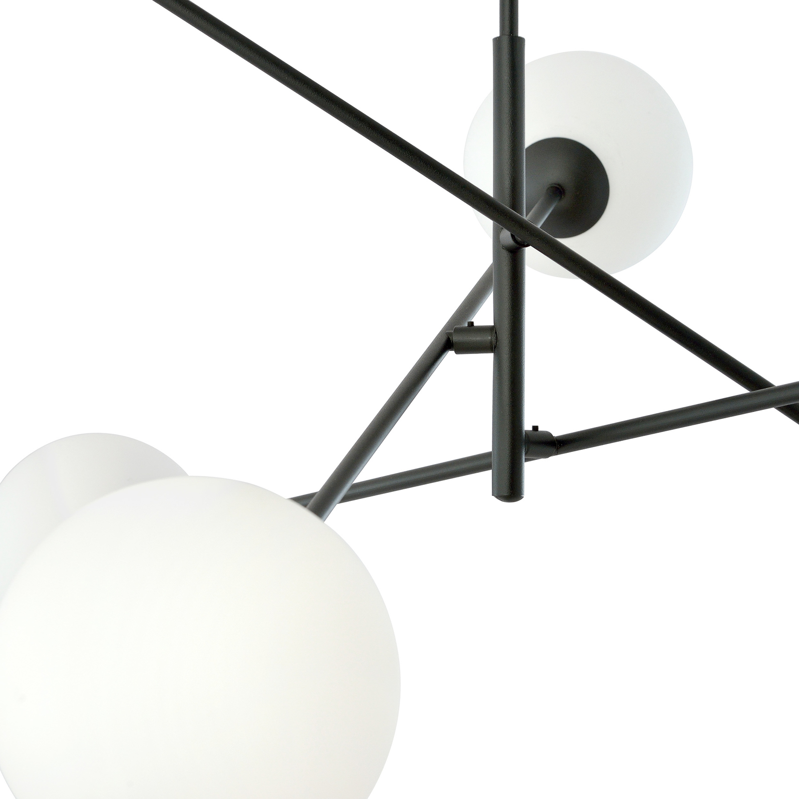 Plafondlamp Lineair, zwart/opaal, 6-lamps