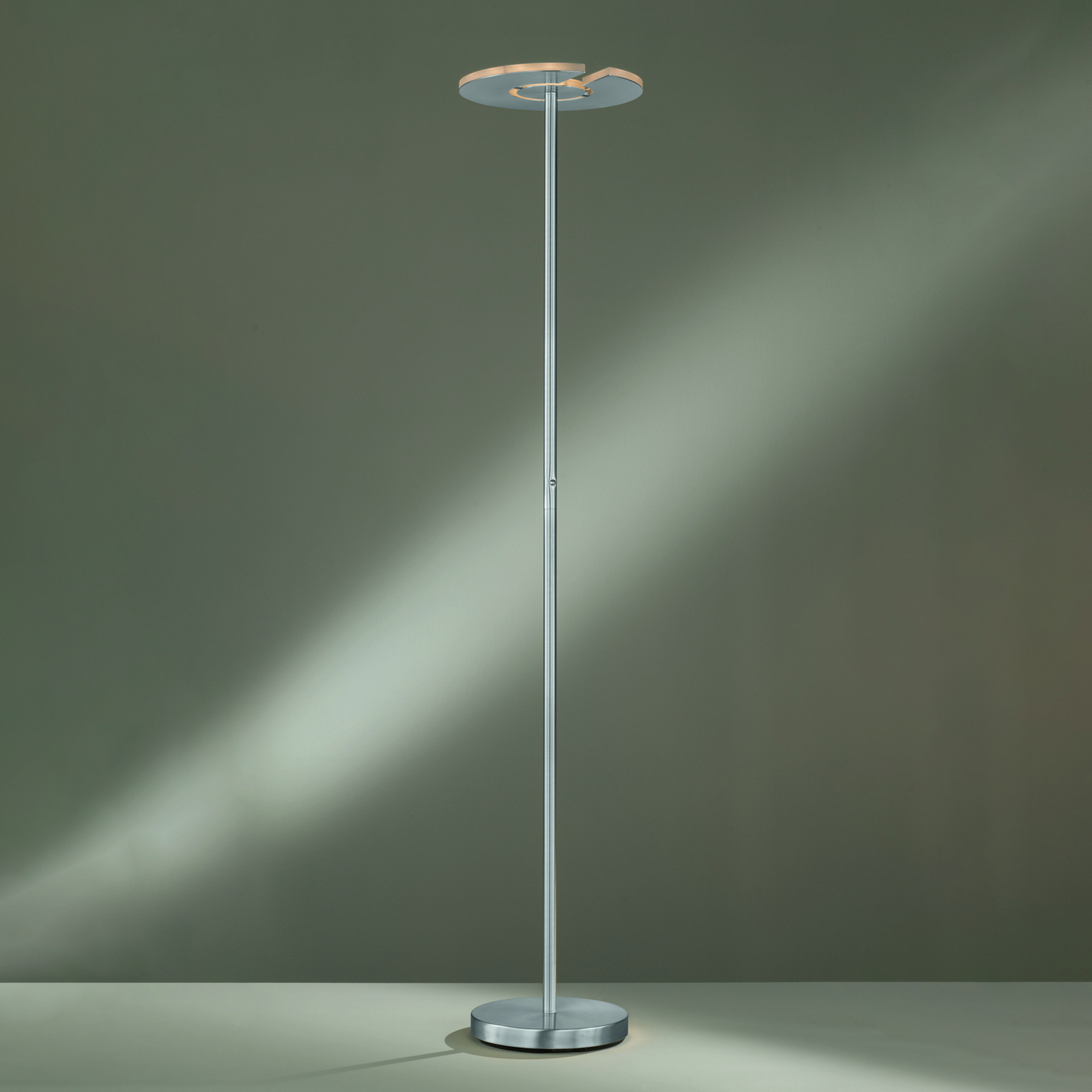 LED vloerlamp Dent, mat nikkel/chroom, 180 cm, CCT, 1-lamp.