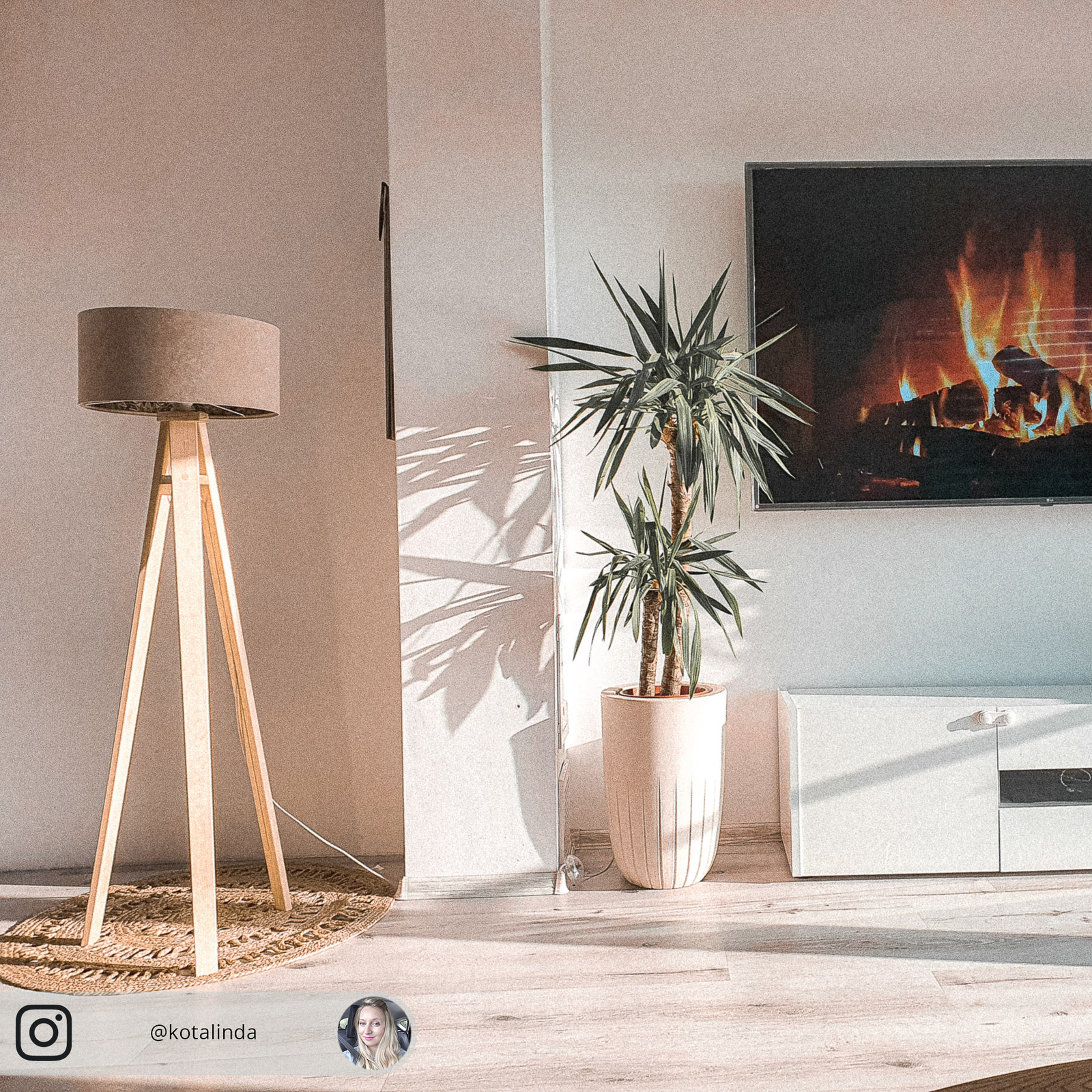 Lampadaire Natalia crème avec imprimé intérieur