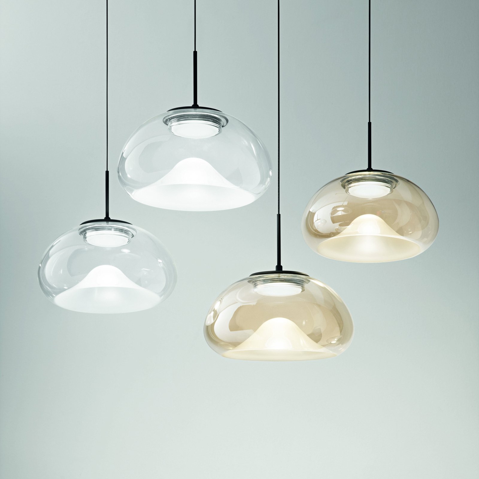 LED pendant light Brena, transparent, 1-bulb, dimmable, CCT