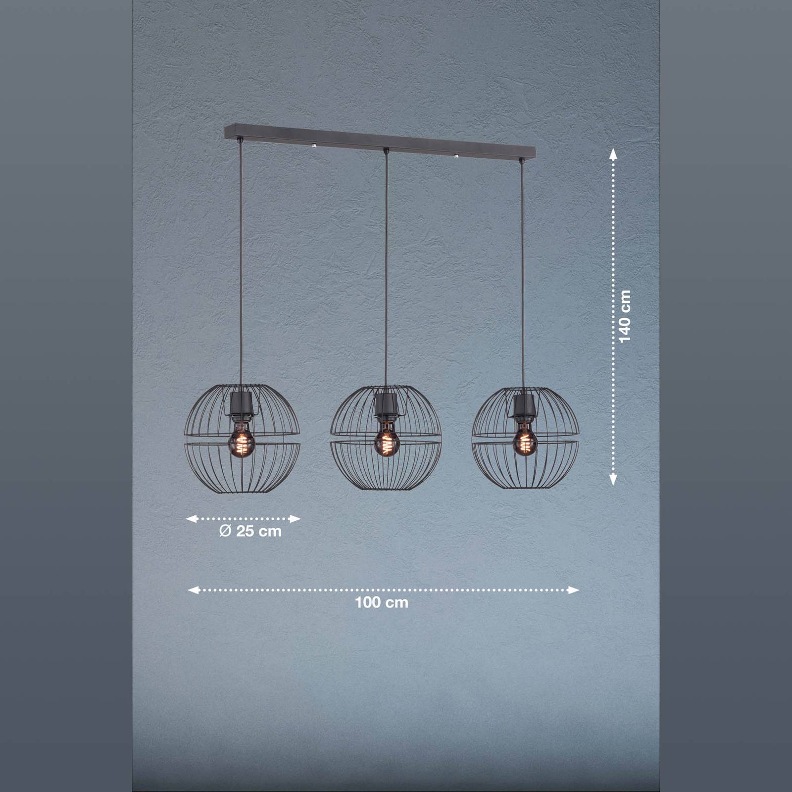 Lampa wisząca Drops z metalowymi kloszami, 3-pkt.