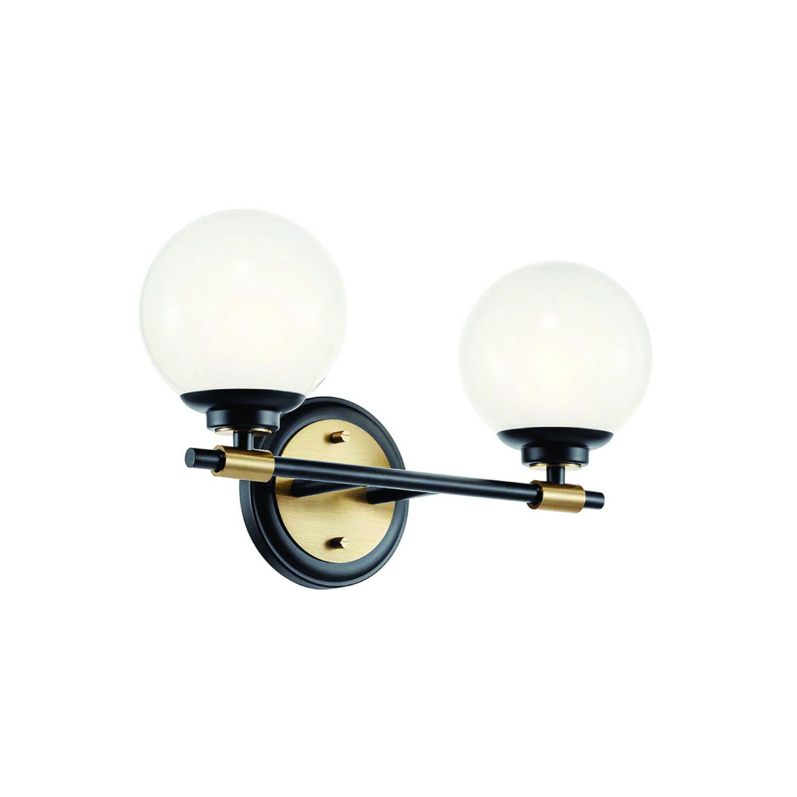 Applique Benno 2 nero-bronzo, bianco IP44 acciaio vetro G9
