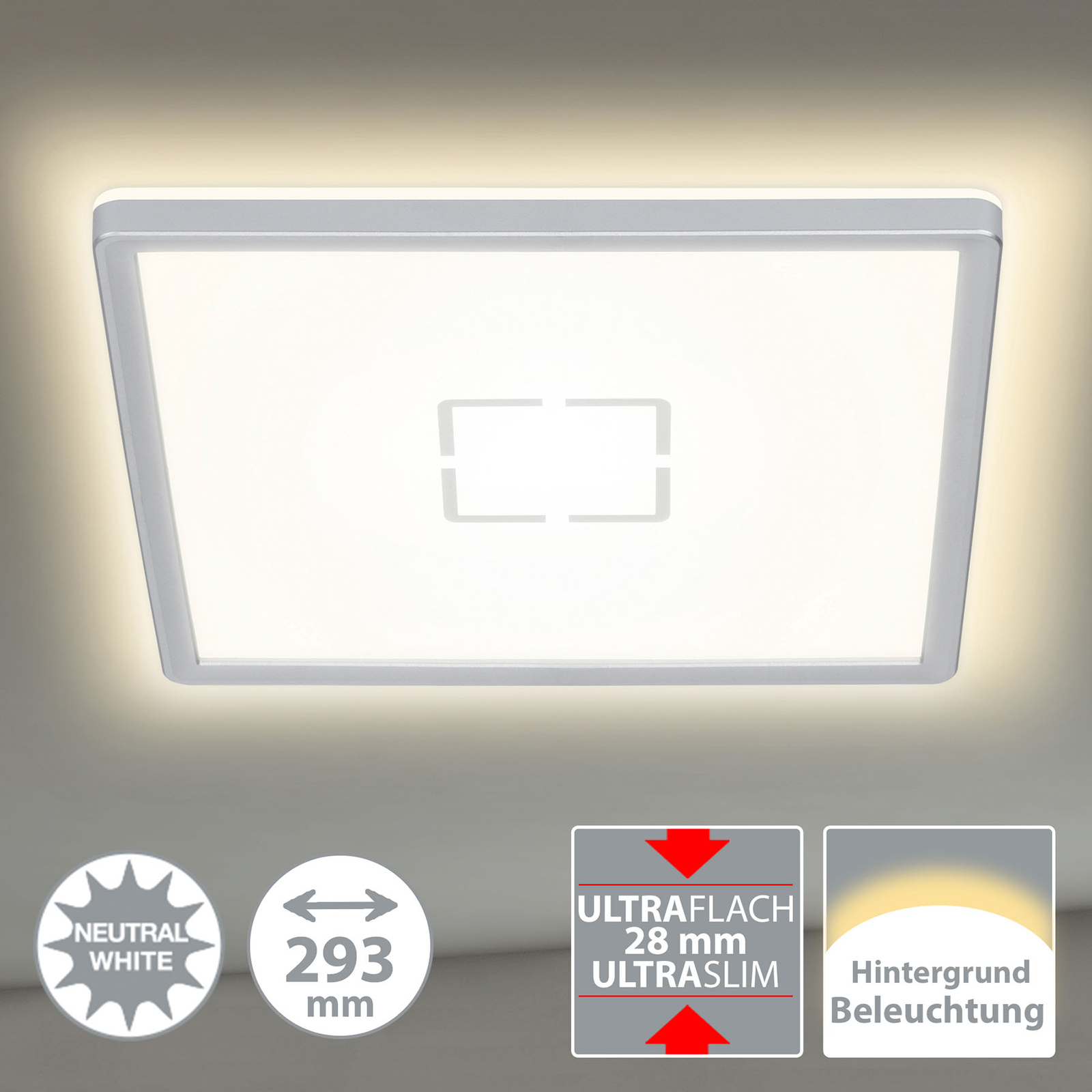 Φωτιστικό οροφής LED Free, 29 x 29 cm, ασημί