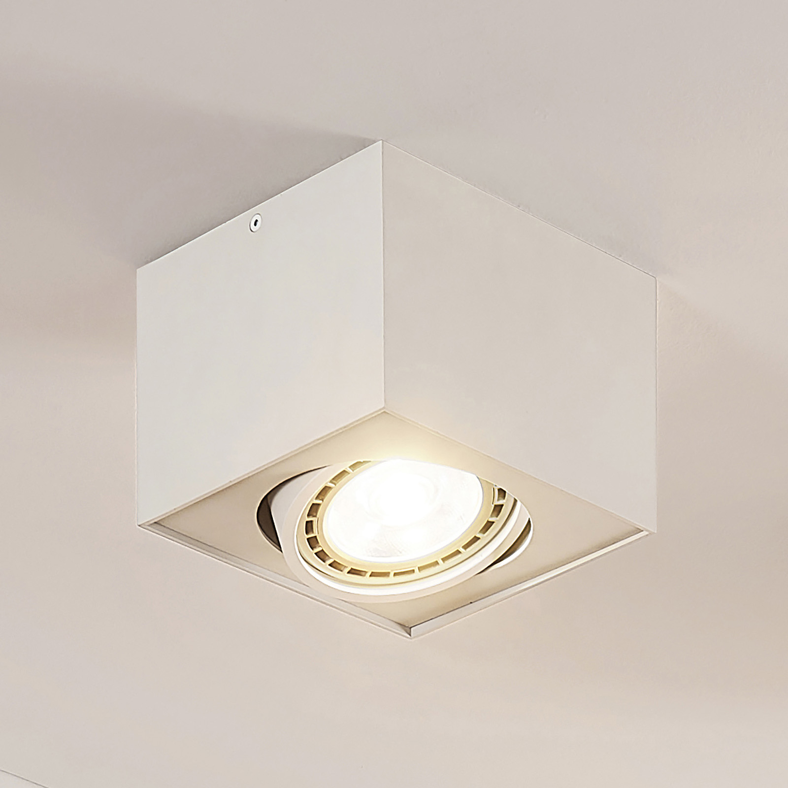 Arcchio Dwight LED ceiling spotlight, white 1-bulb, for Living / Dining Room, aluminium, metal, G53, 13 W, energy efficiency: A+, L: 16.8 cm, W: 16.8 cm, H: 15.4 cm