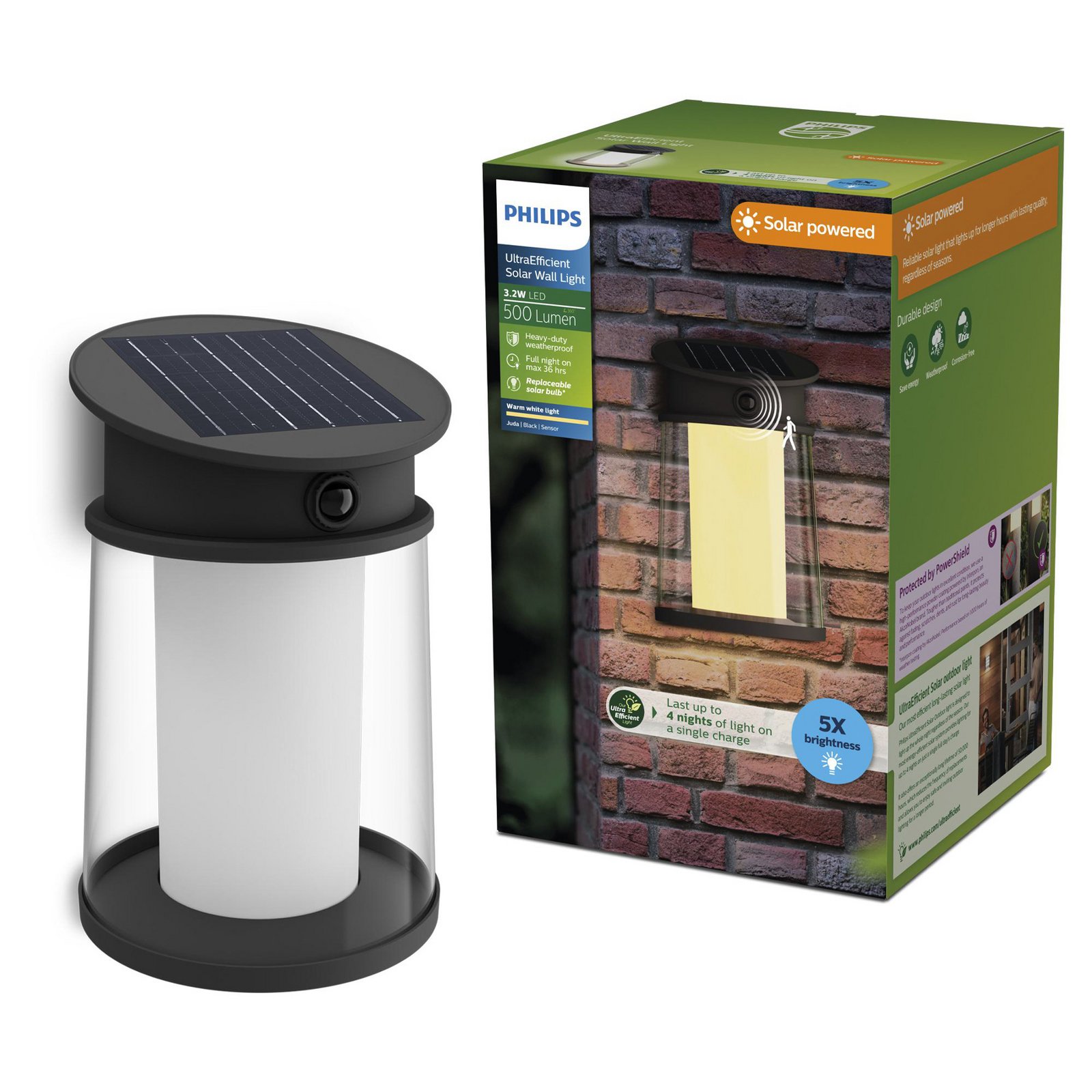 Philips LED-ulkoseinävalaisin Juda UE, anturi, IP44