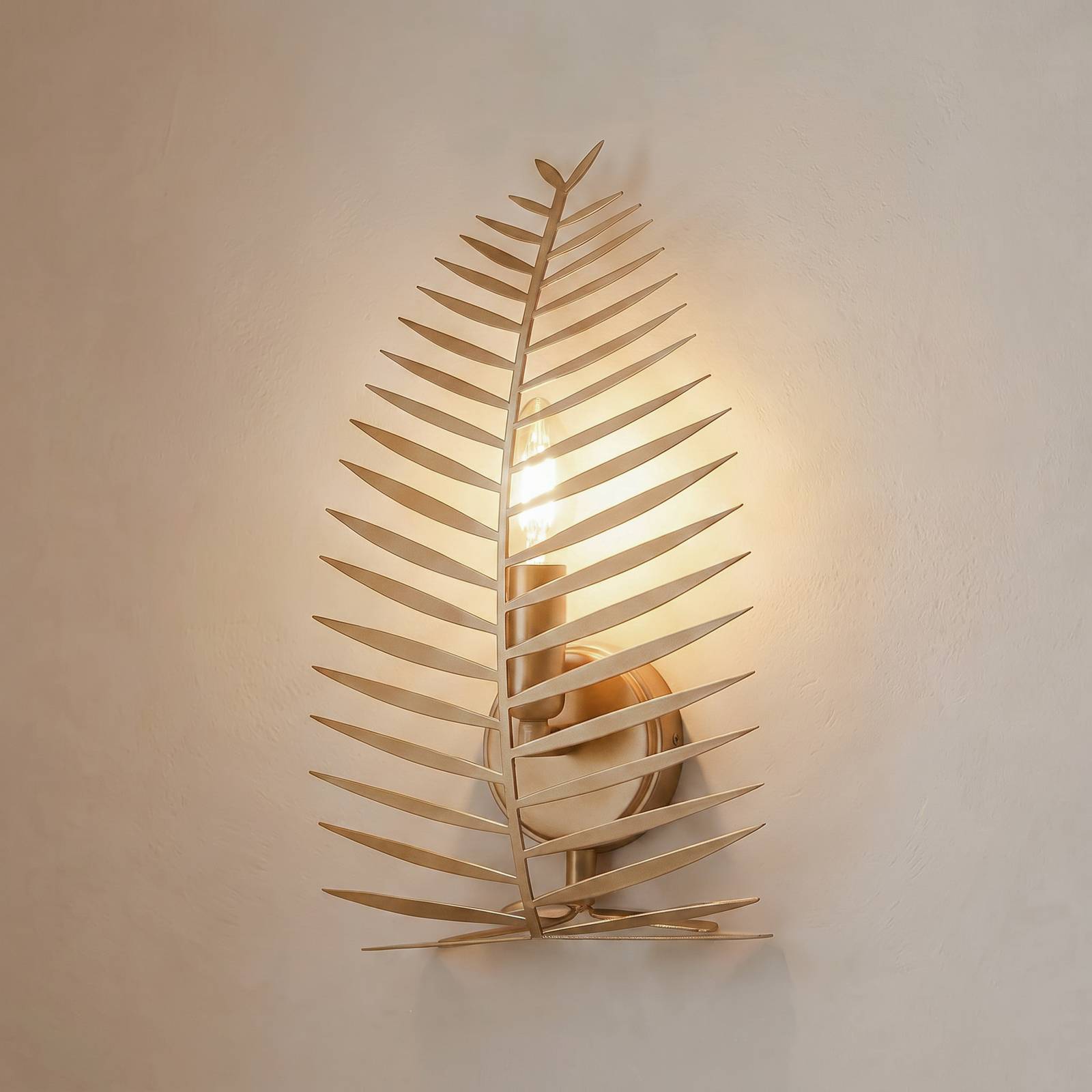Kinkiet LEAF, kolor złoty, wysokość 30 cm, metal, E14