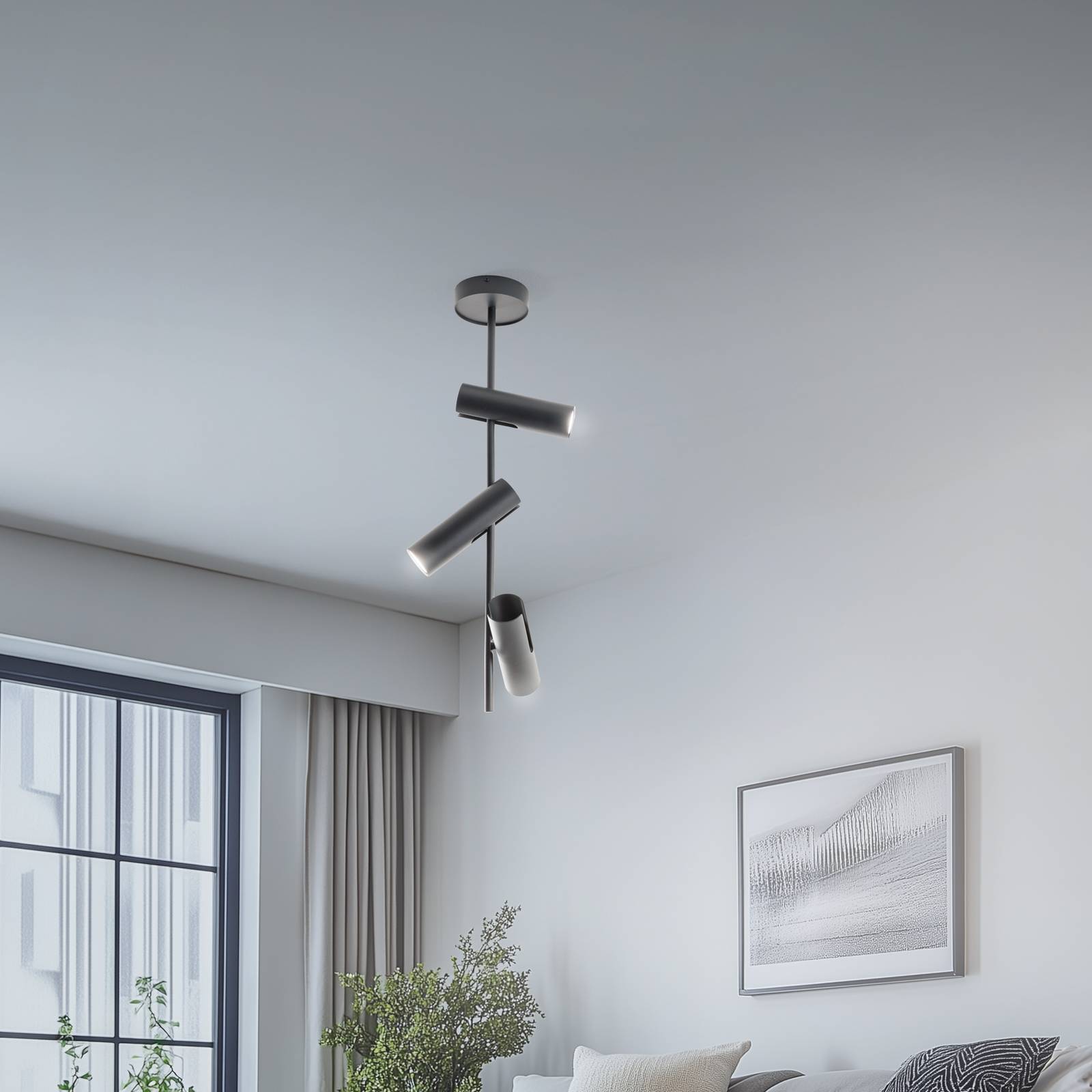 Deckenspot Leda 3, anthrazit, 3-flammig, Stahl, Höhe 76 cm günstig online kaufen