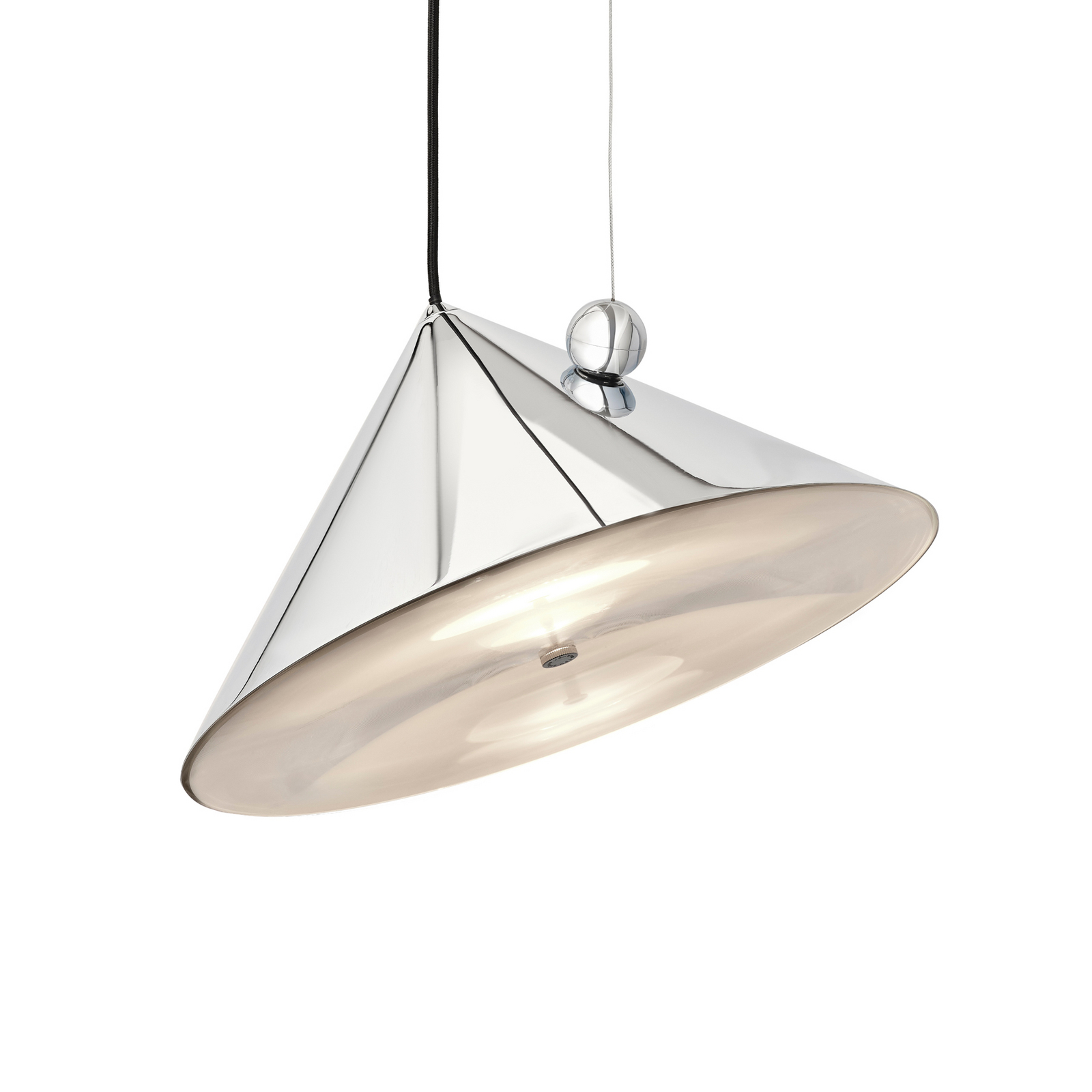 Candeeiro suspenso LED Pose da Tom Dixon, prateado, Ø 43 cm, aço, regulável Candeeiro suspenso LED Pose da Tom Dixon, prateado, Ø 43 cm, aço, regulável