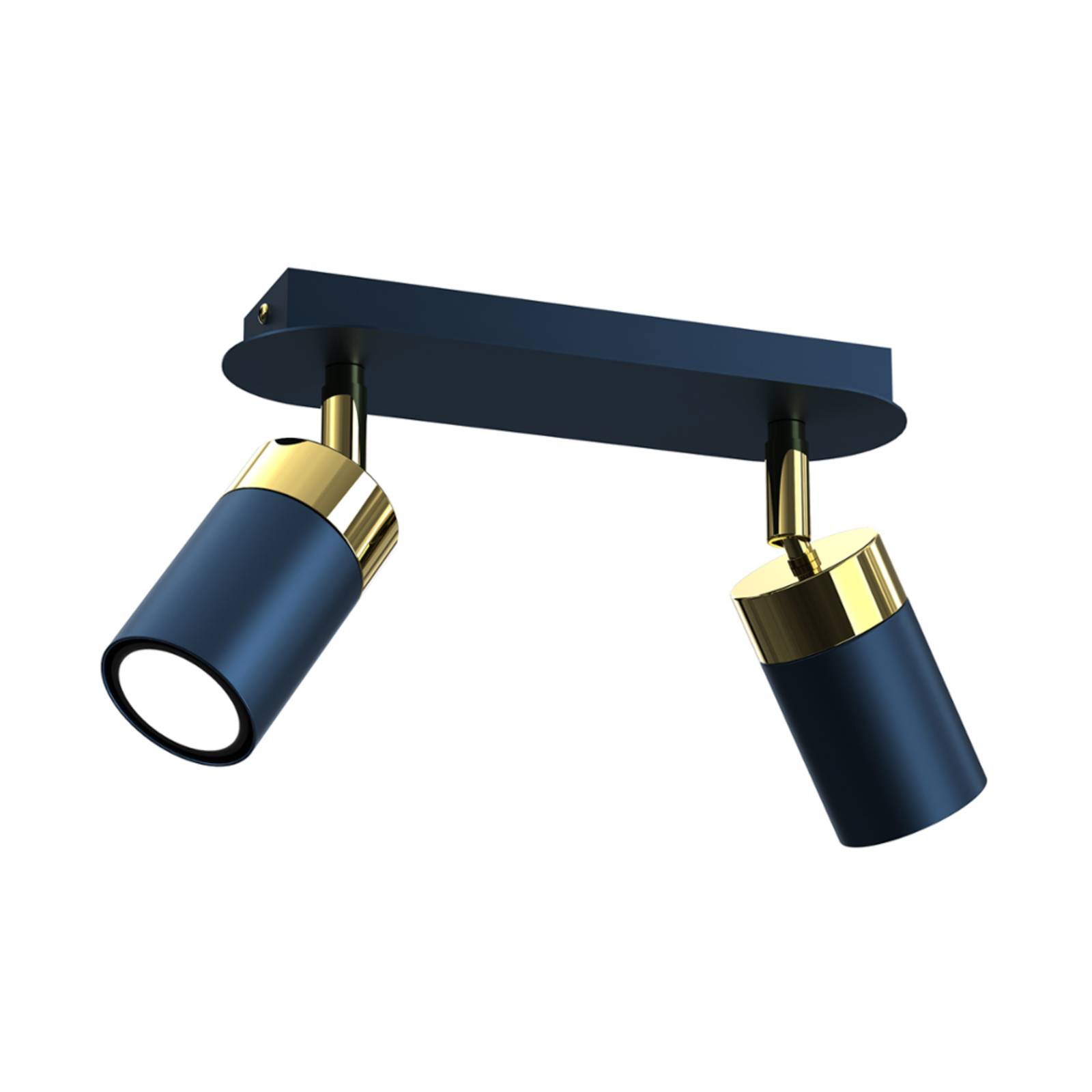 Euluna Joker ceiling spotlight, two-bulb, blue and gold - Living / Dining Room - Ceiling Light - dimmable