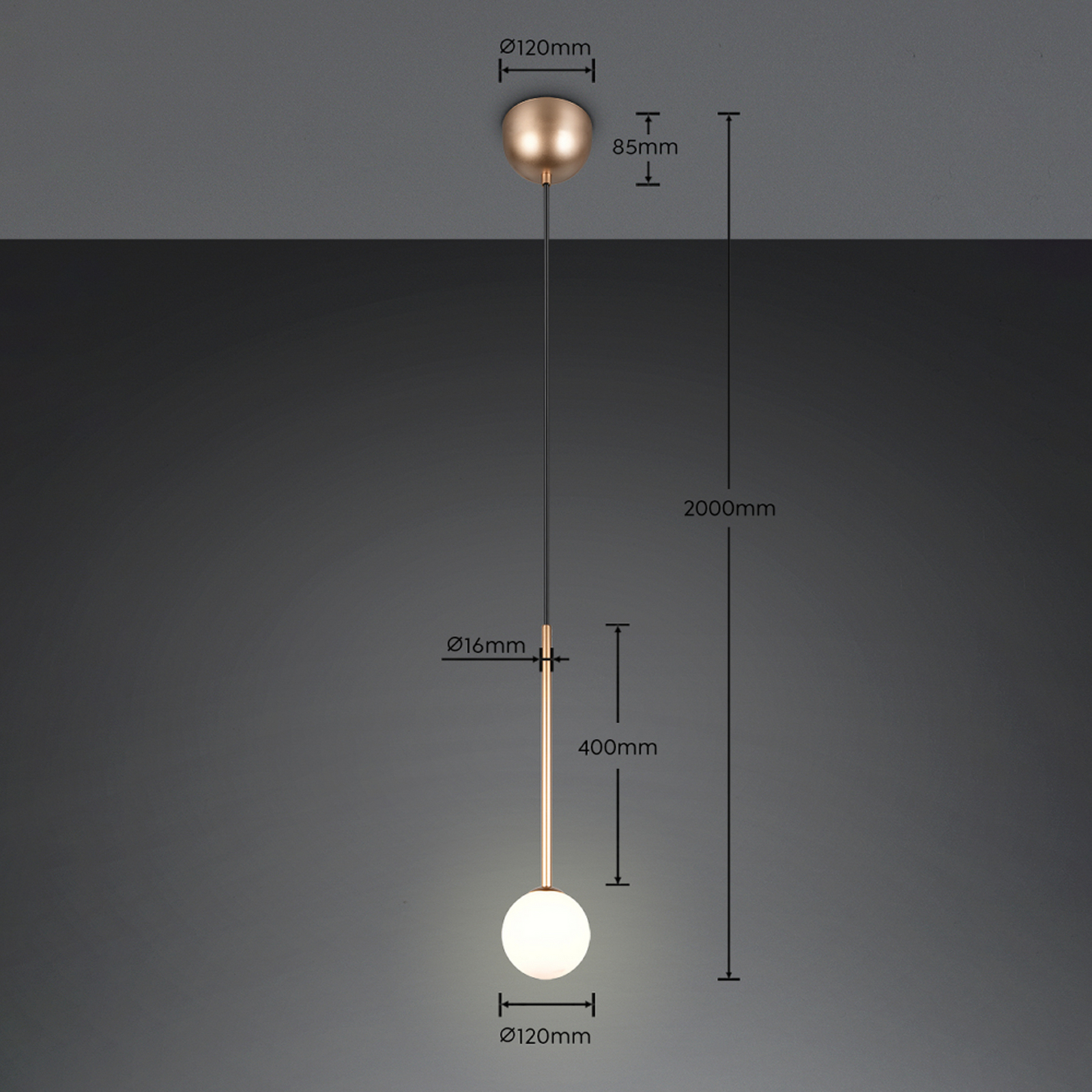 Piekaramā lampa „Firano“, zelta krāsā, Ø 12 cm, metāls Piekaramā lampa „Firano“, zelta krāsā, Ø 12 cm, metāls