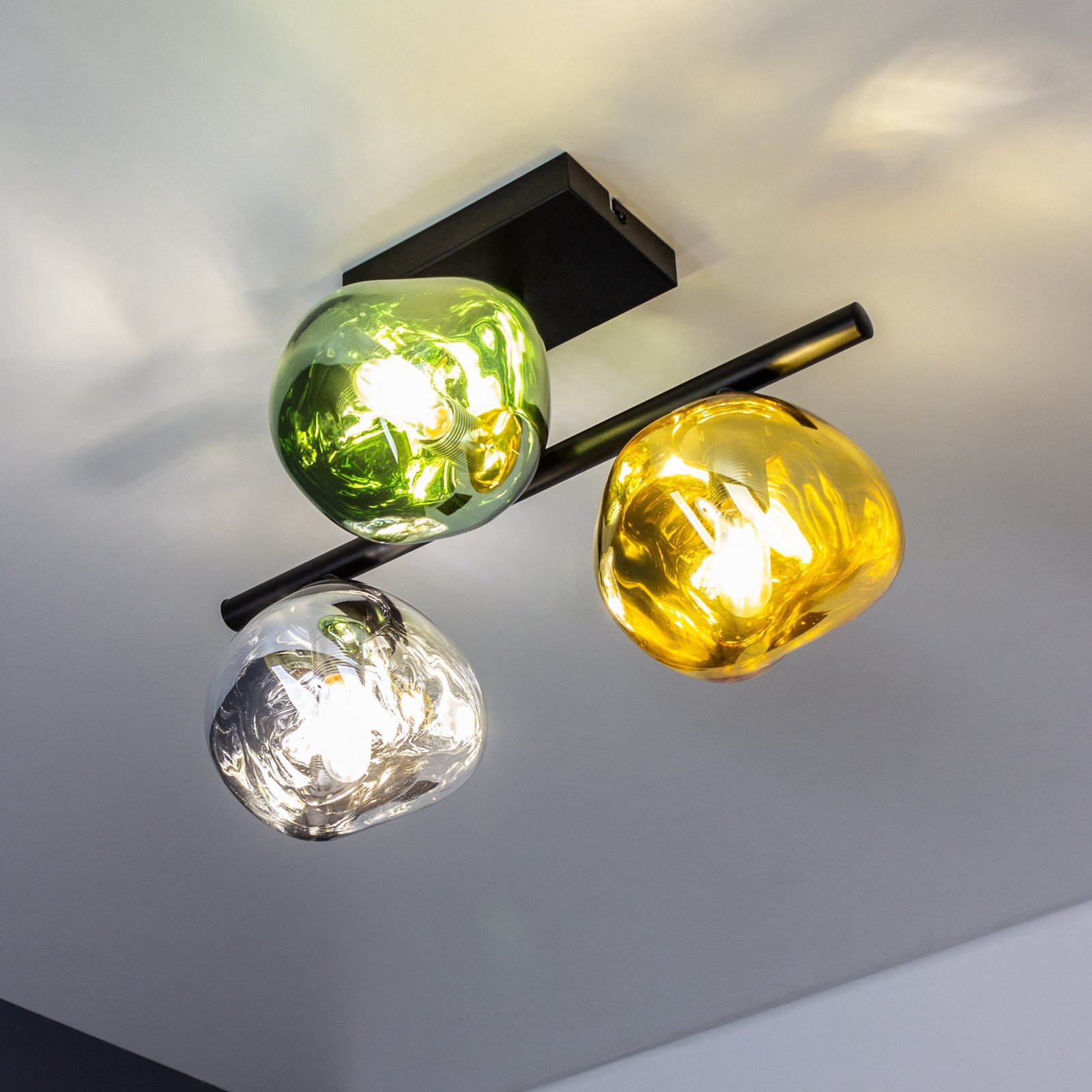 Eco-Light Plafonieră Canopus multicoloră 3 becuri sticlă E14 - Camera de zi / sufragerie - modern - argintiu-transparent verde-transparent auriu-transparent negru