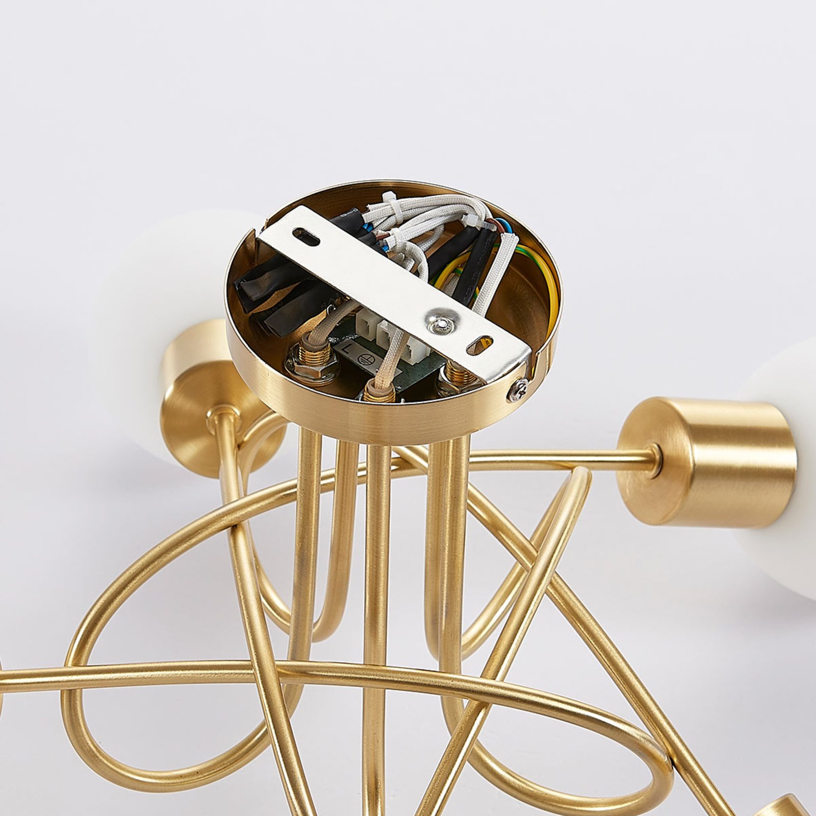 Elaina 5 Plafondlamp Brass/Opal - Lindby