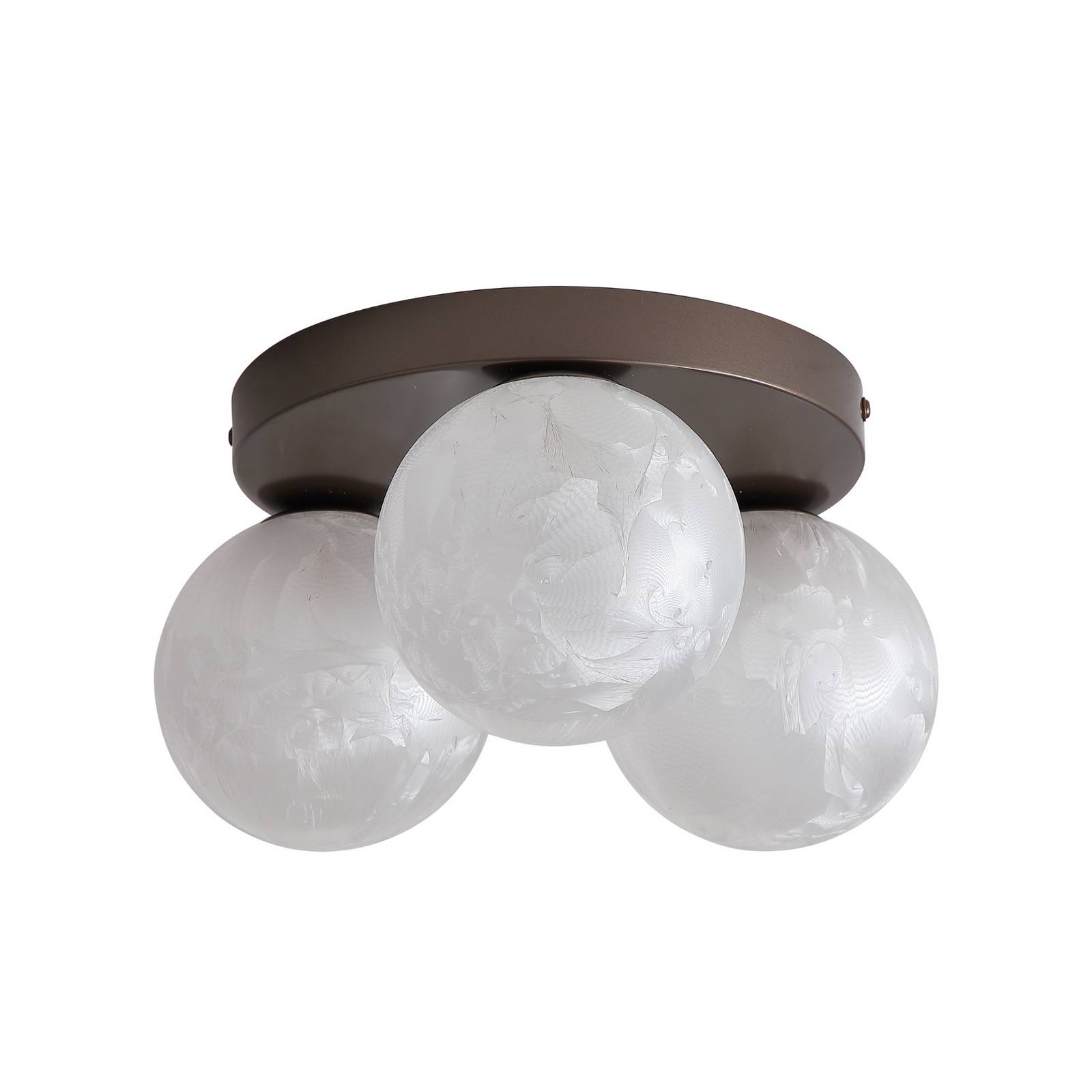 Deckenleuchte Frosty, 3-fl., bronze, Glas gefrostet, G9