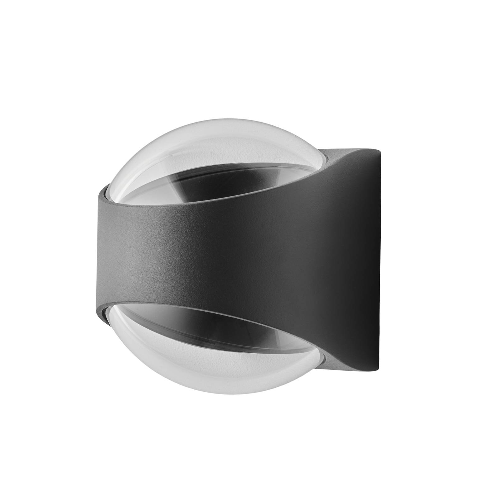 LOOM DESIGN Saga outdoor wall light up/down black, for Living / Dining Room, aluminium, glass, 6.25 W, W: 10.5 cm, H: 12 cm