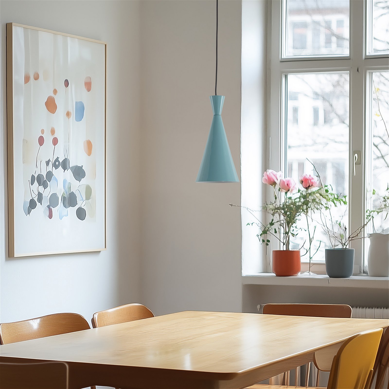 Závesné svietidlo Tom, tyrkysové, kov, Ø 19 cm, E27