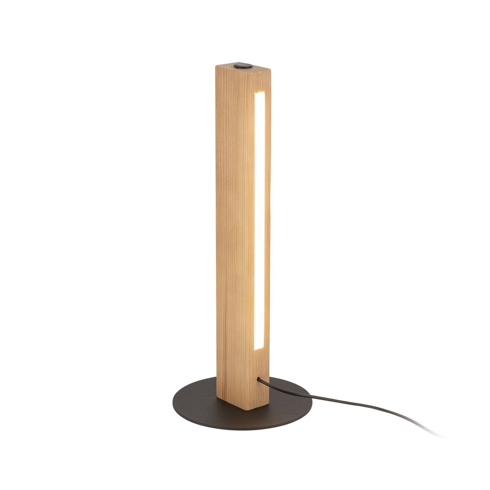 LED wooden table lamp Teo, beech, 42 cm, touch dimmer