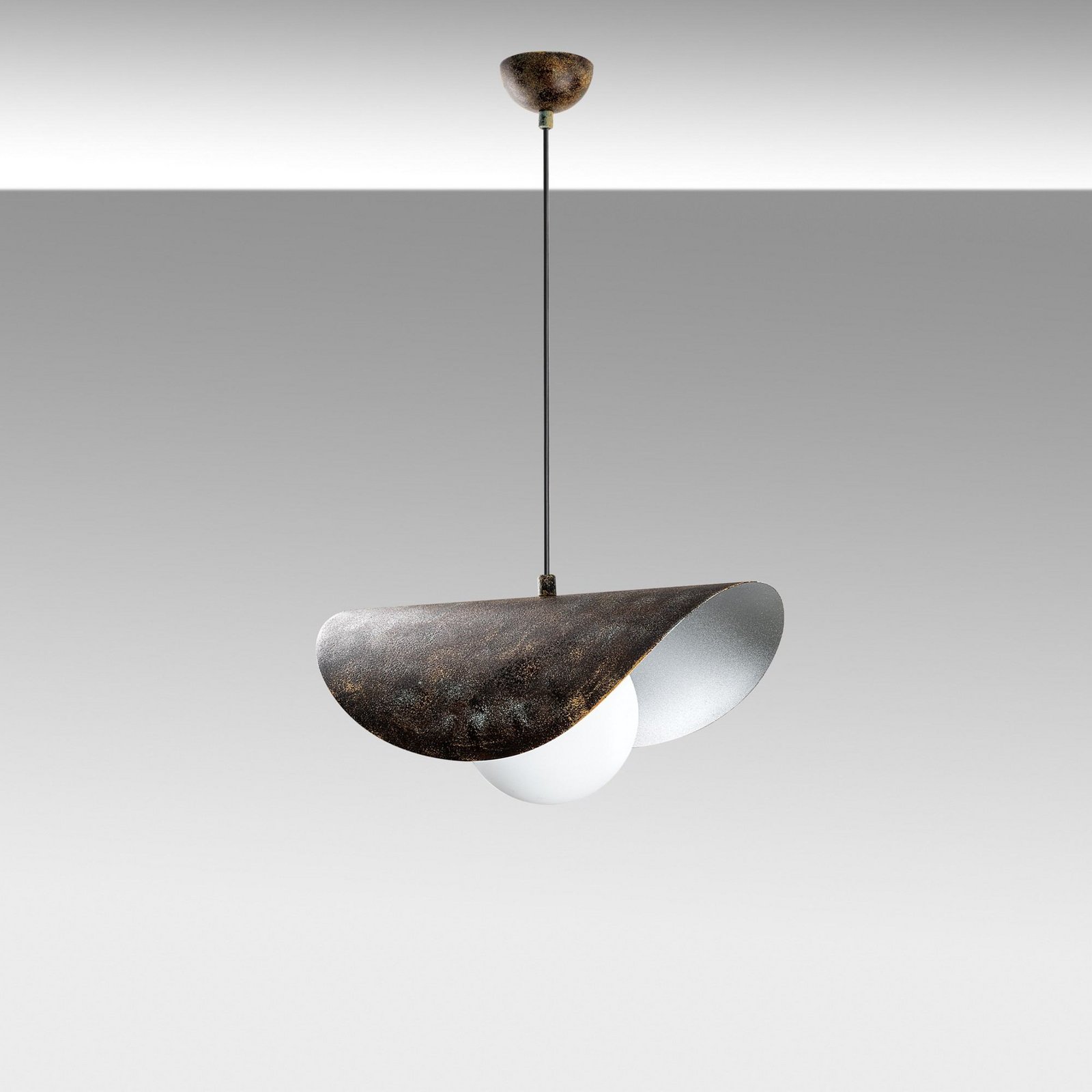 Hängeleuchte Vatoz, 1-flammig, schwarz, Ø 40 cm, Metall/Glas