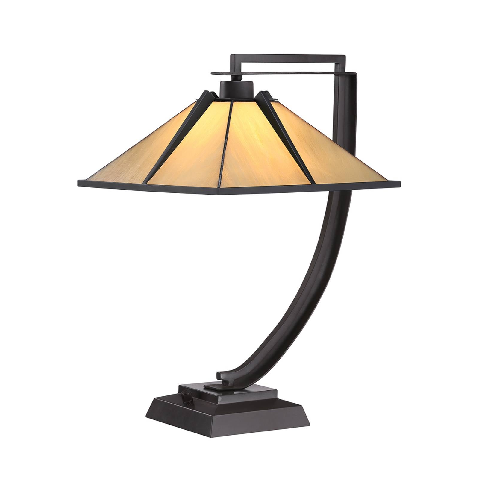 Quoizel QZ-POMEROY-TL Tischleuchte POMEROY 1xE27 60W Stahl Western Bronze, Kunstglas H:54.8cm B:33cm dimmbar