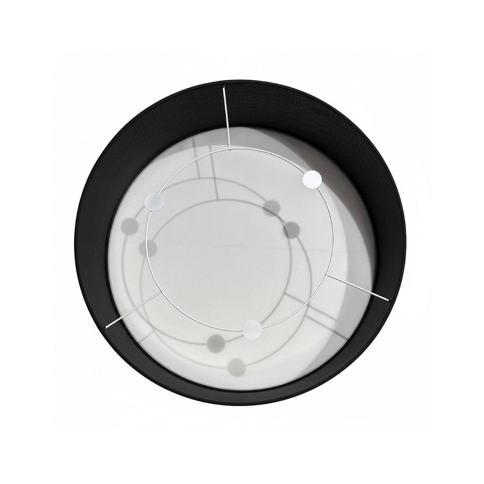 Lampa sufitowa Marshall, czarna, Ø 50 cm, metal/rattan