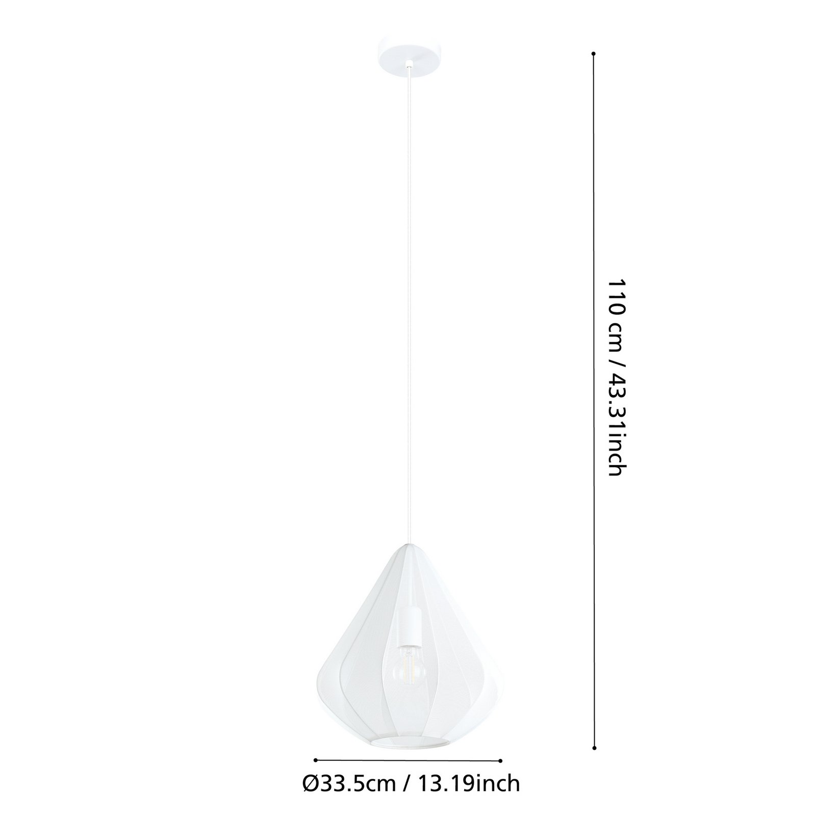 Candeeiro suspenso Dolwen, branco, Ø 33,5 cm
