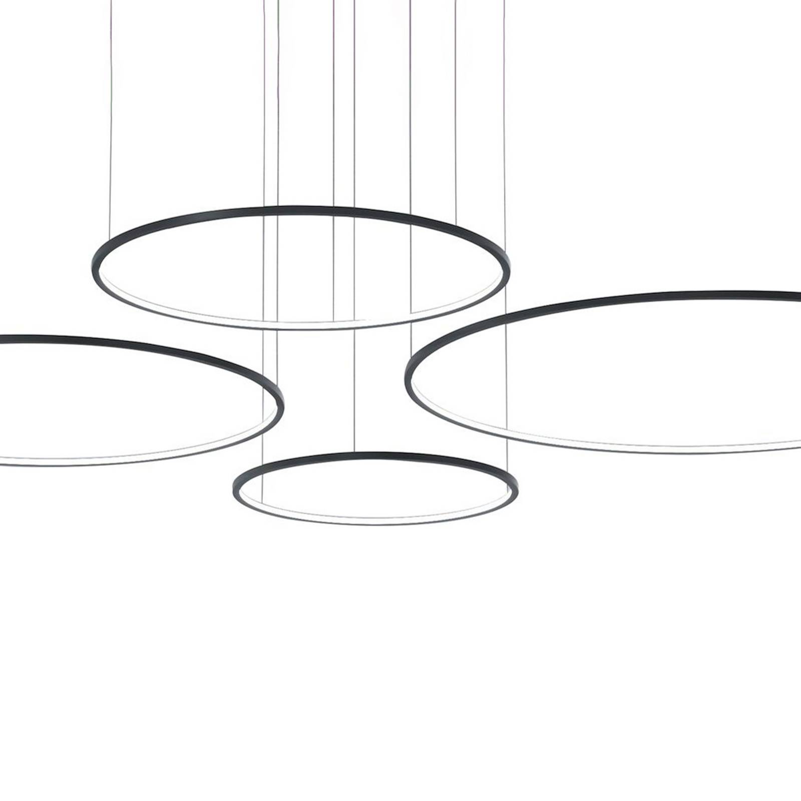 Żyrandol LED Saturno, 4-punktowy, czarny, metal, 4000 K