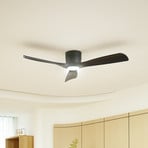 Lucande Smart LED mennyezeti ventilátor Moneno, fekete, DC, Tuya