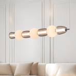 LED hanging light Caro, glass grey-transparent/opal length 110 cm