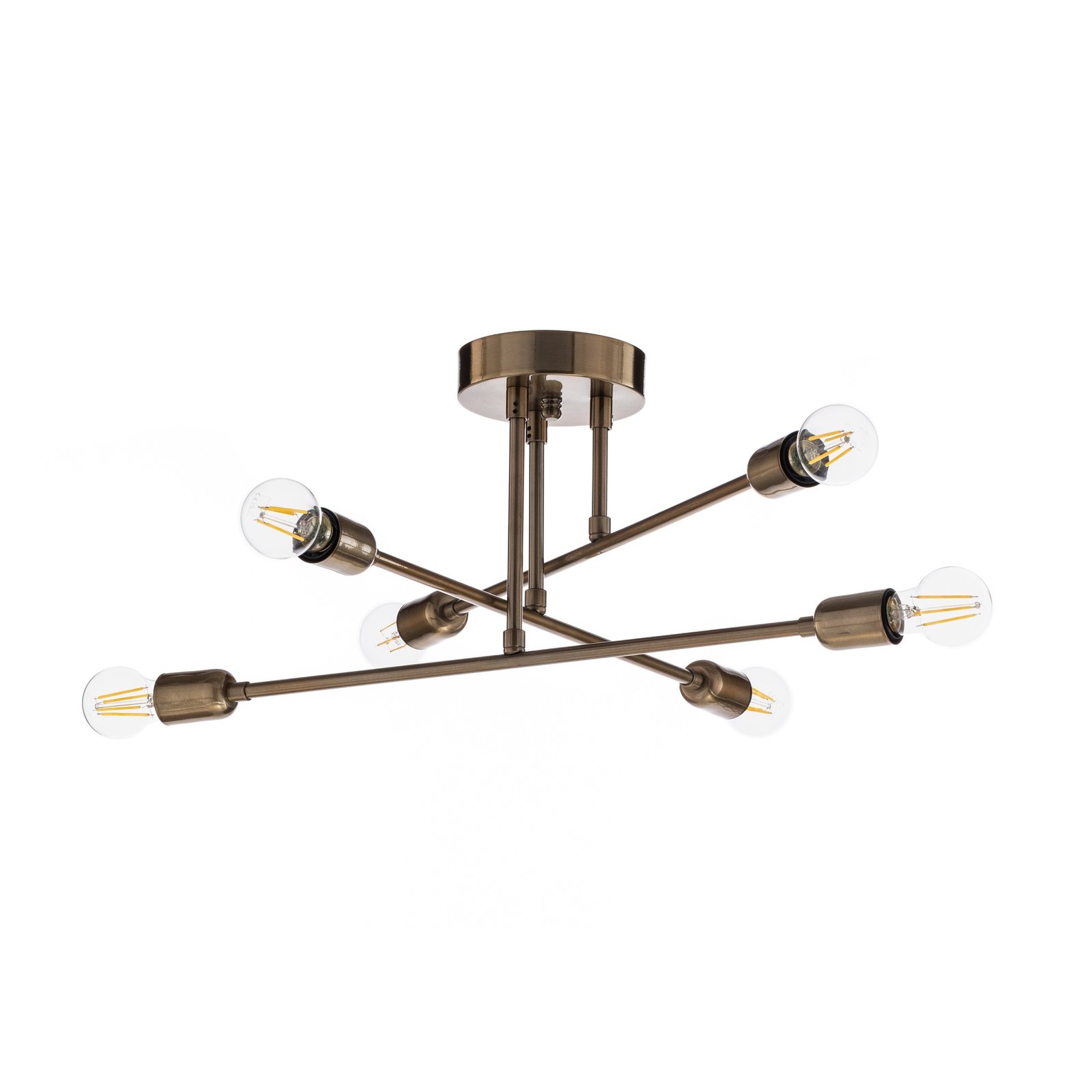 Taklampe Flower 176, 6 lyskilder, antikk gull