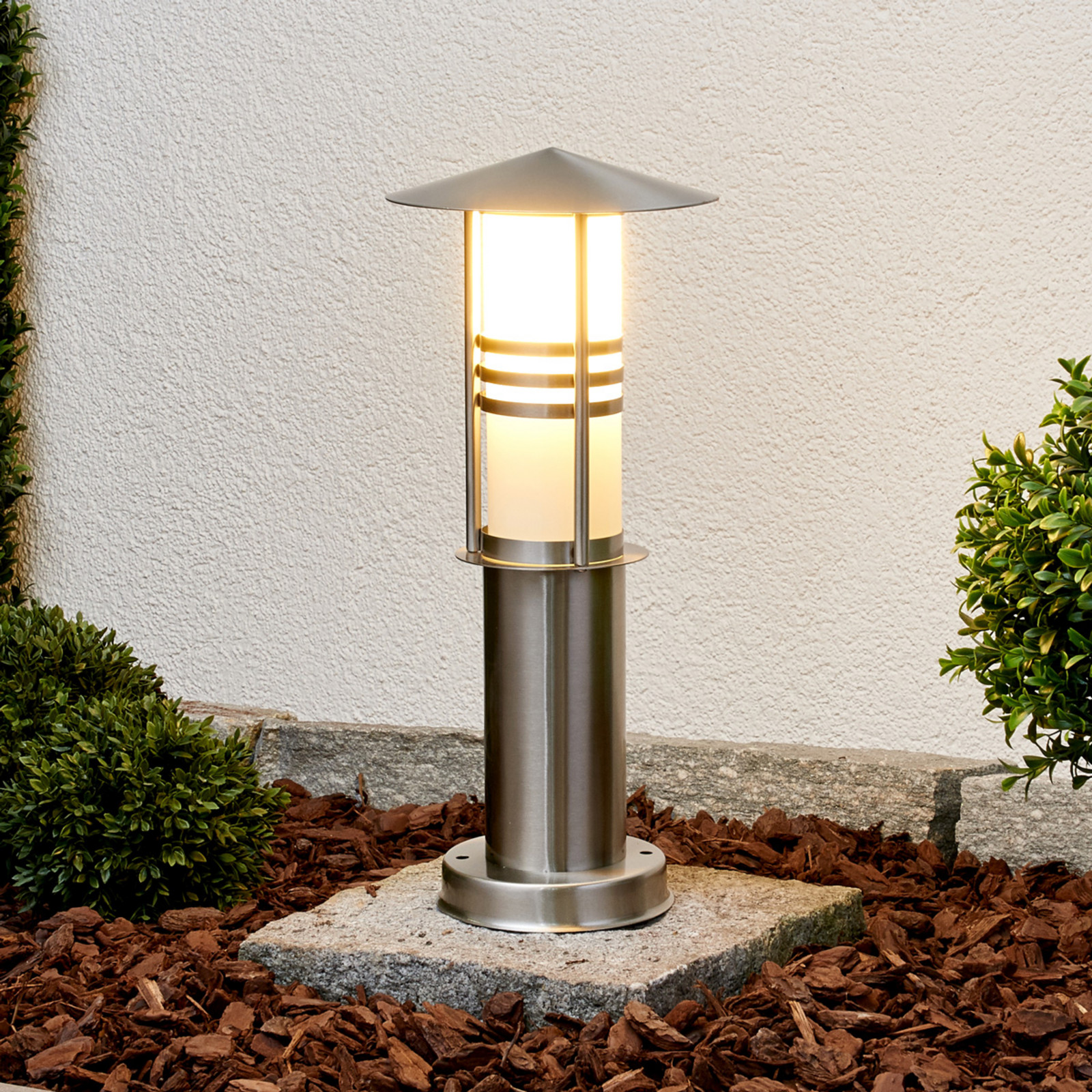 Lindby Lampă cu soclu Erina oțel inoxidabil 40 cm - Modern - oțel inoxidabil opal - Metal