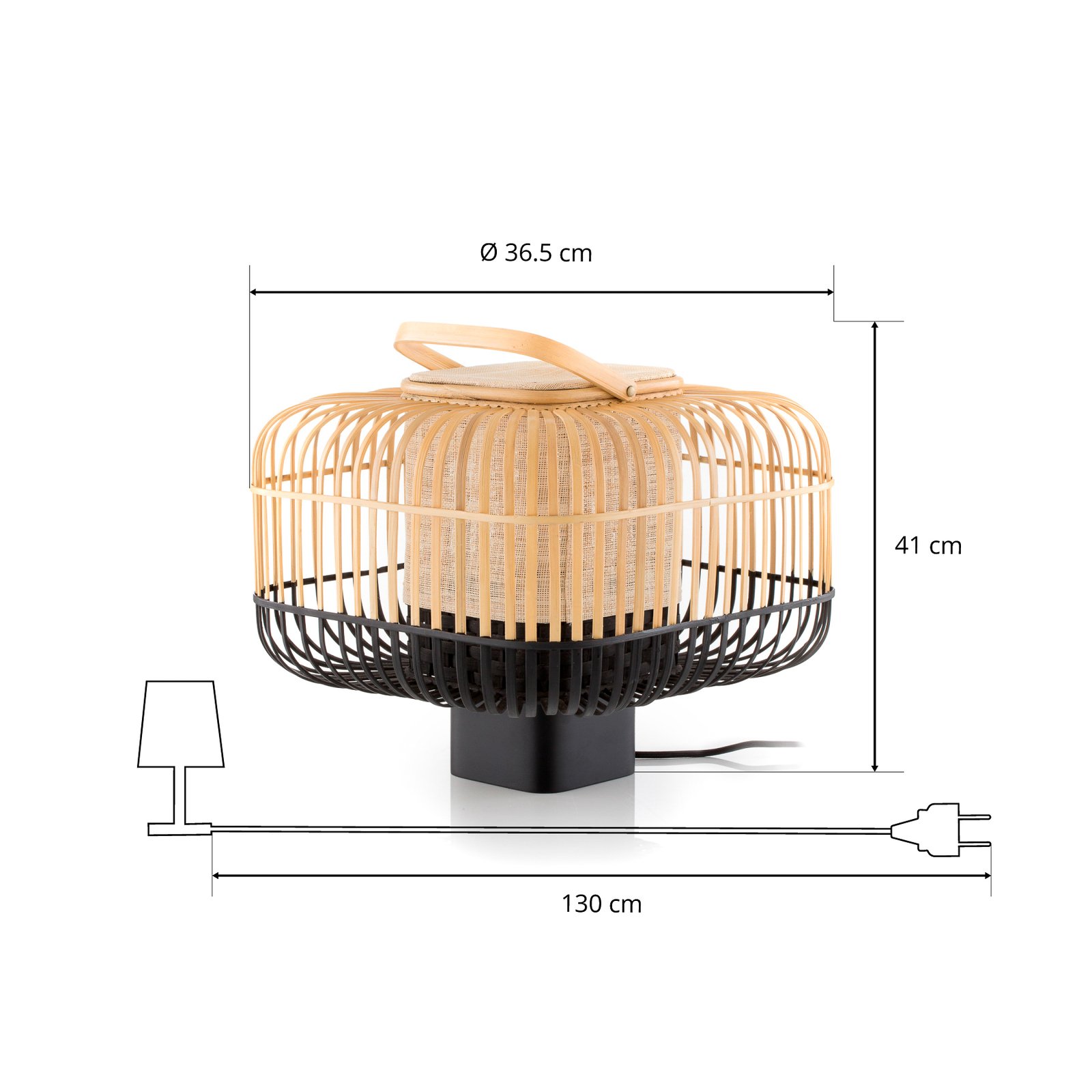 Bamboo Square Stolna lampa S Crna - Forestier