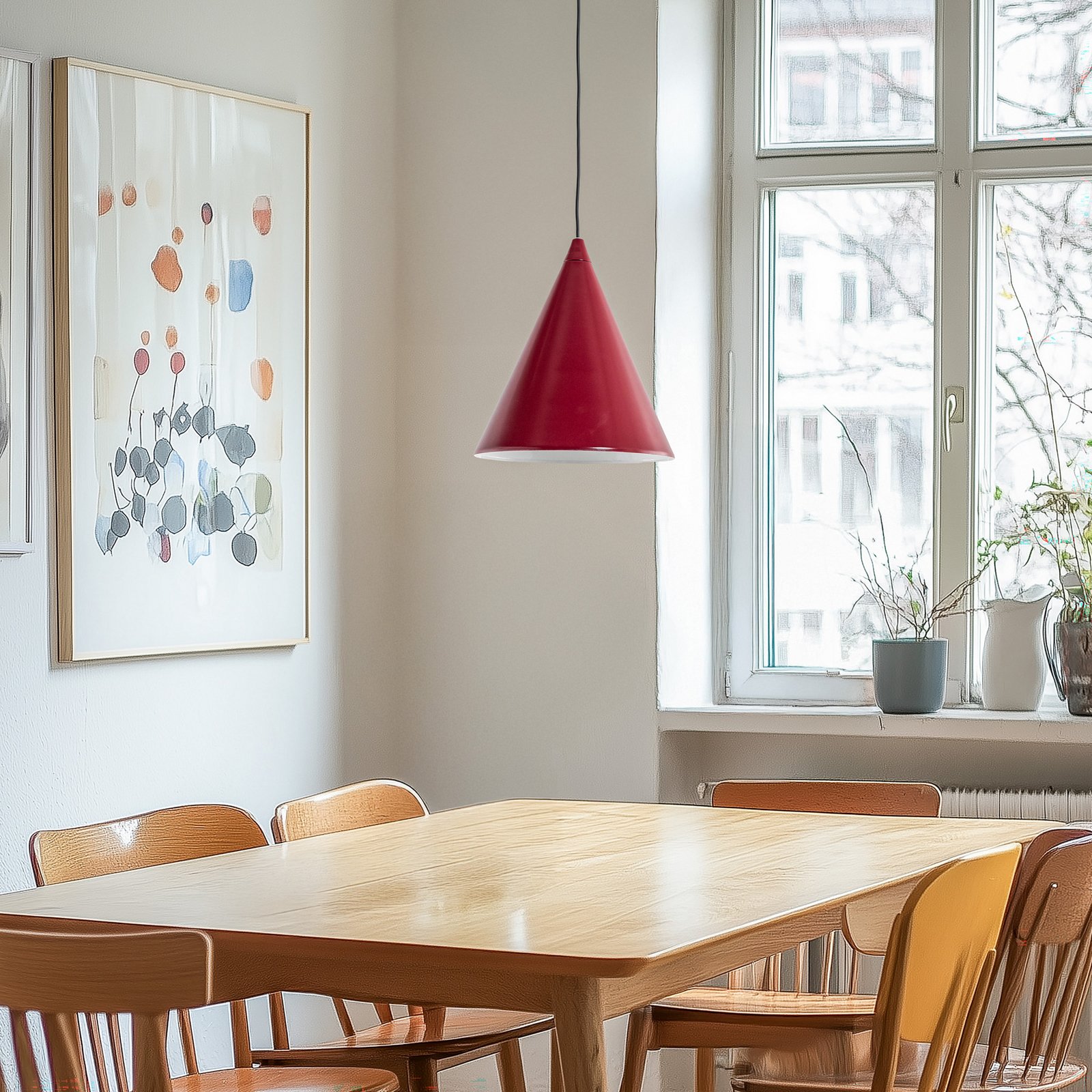 Hängeleuchte Form, weinrot, Metall, Ø 24 cm, Kegel, E27