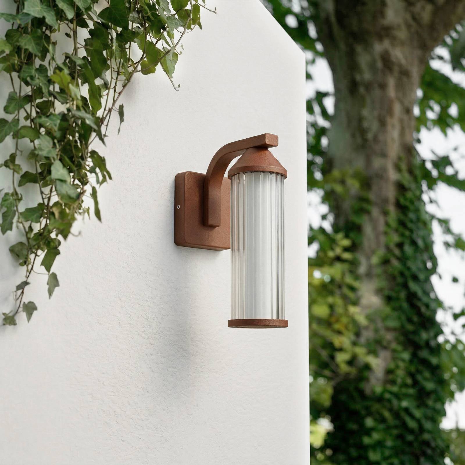 Lindby kinkiet zewnętrzny LED Neravio, rdza, wysokość 26 cm, IP54