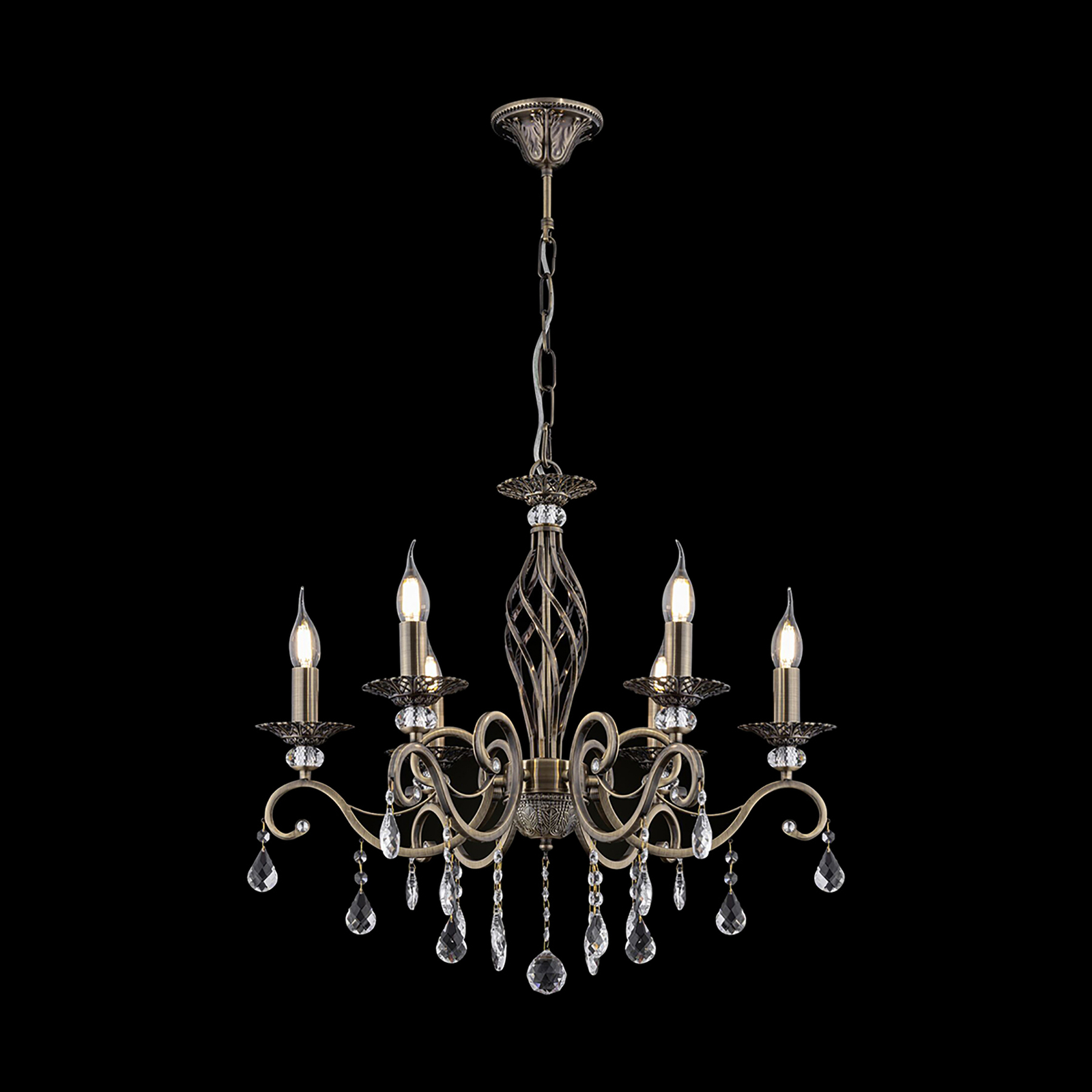 Maytoni Grace chandelier 6-bulb brass/white