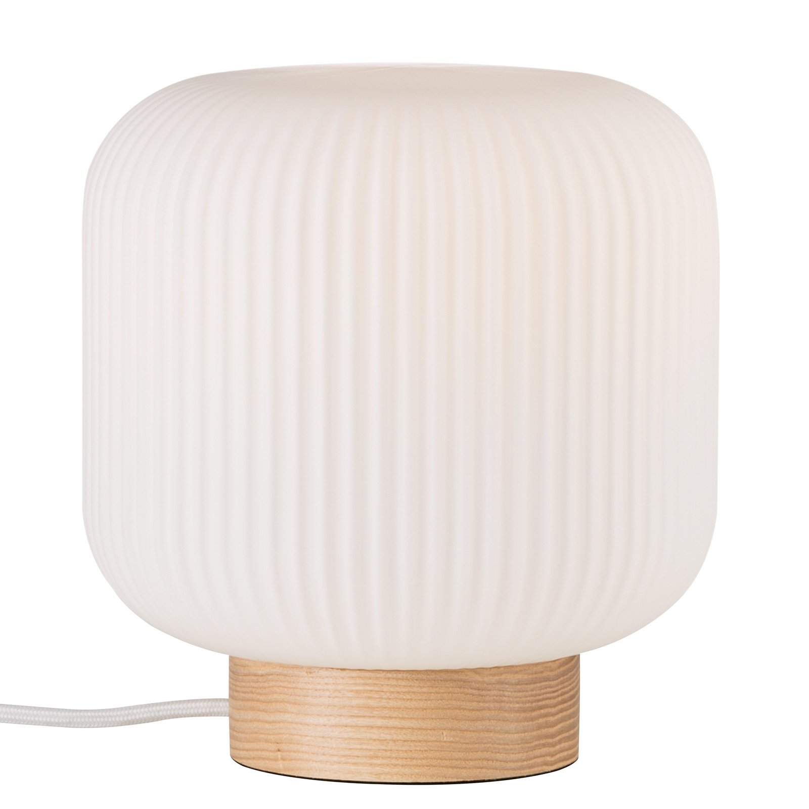 Milford table lamp, glass lampshade, wooden base