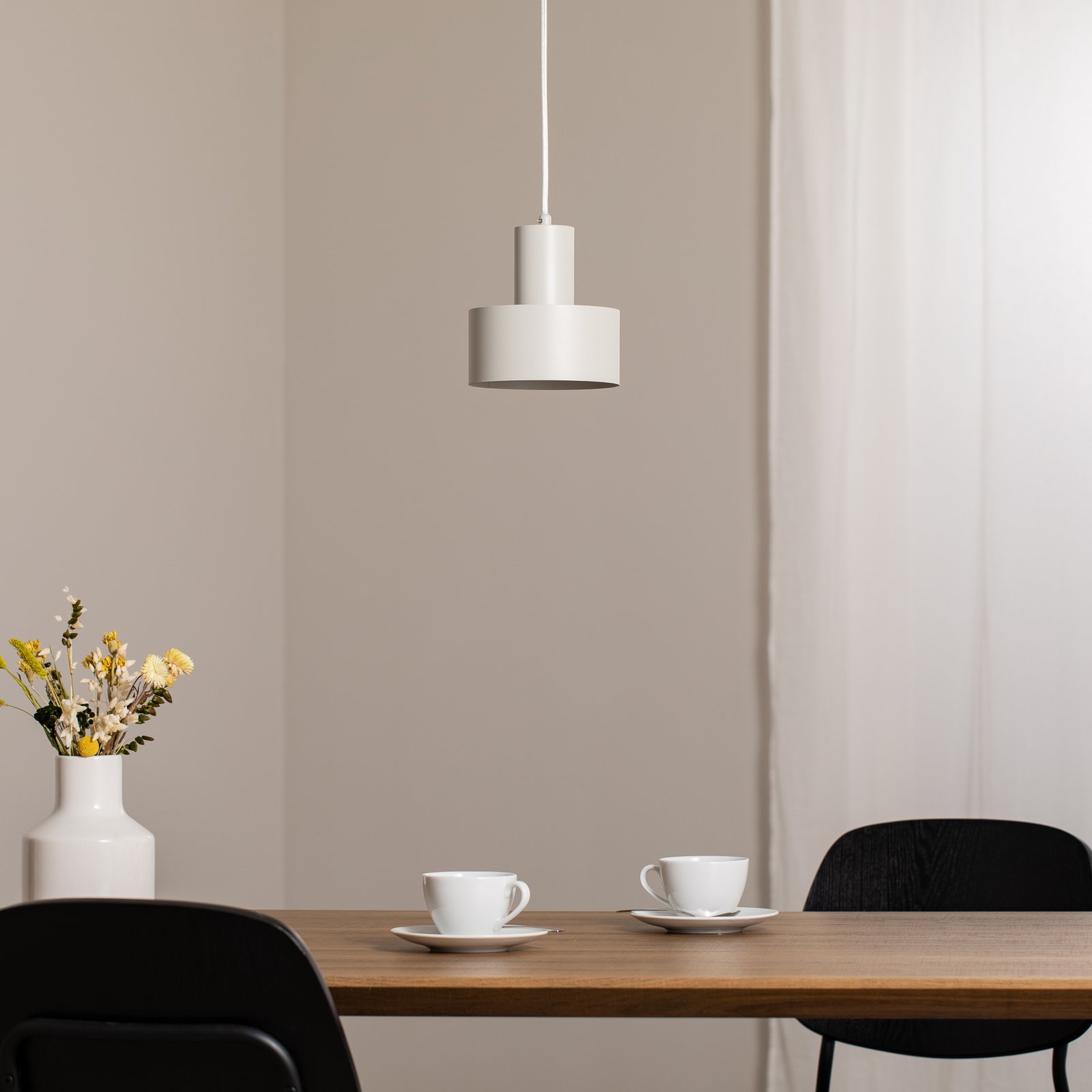 Rif S pendant light, taupe, 1-bulb, Ø 15 cm, steel 