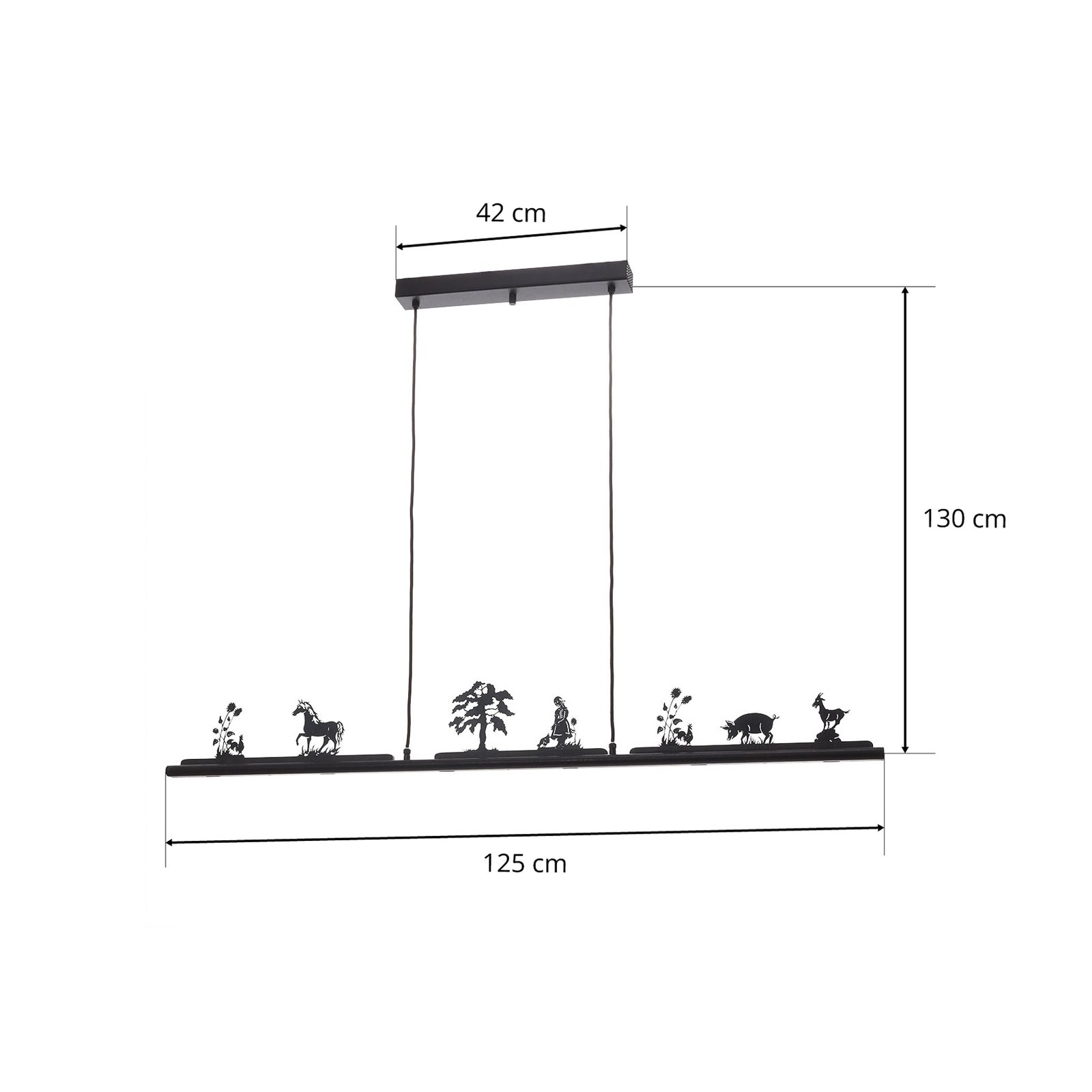 Menzel Anteo LED hanglamp, 7 boerderijmotieven